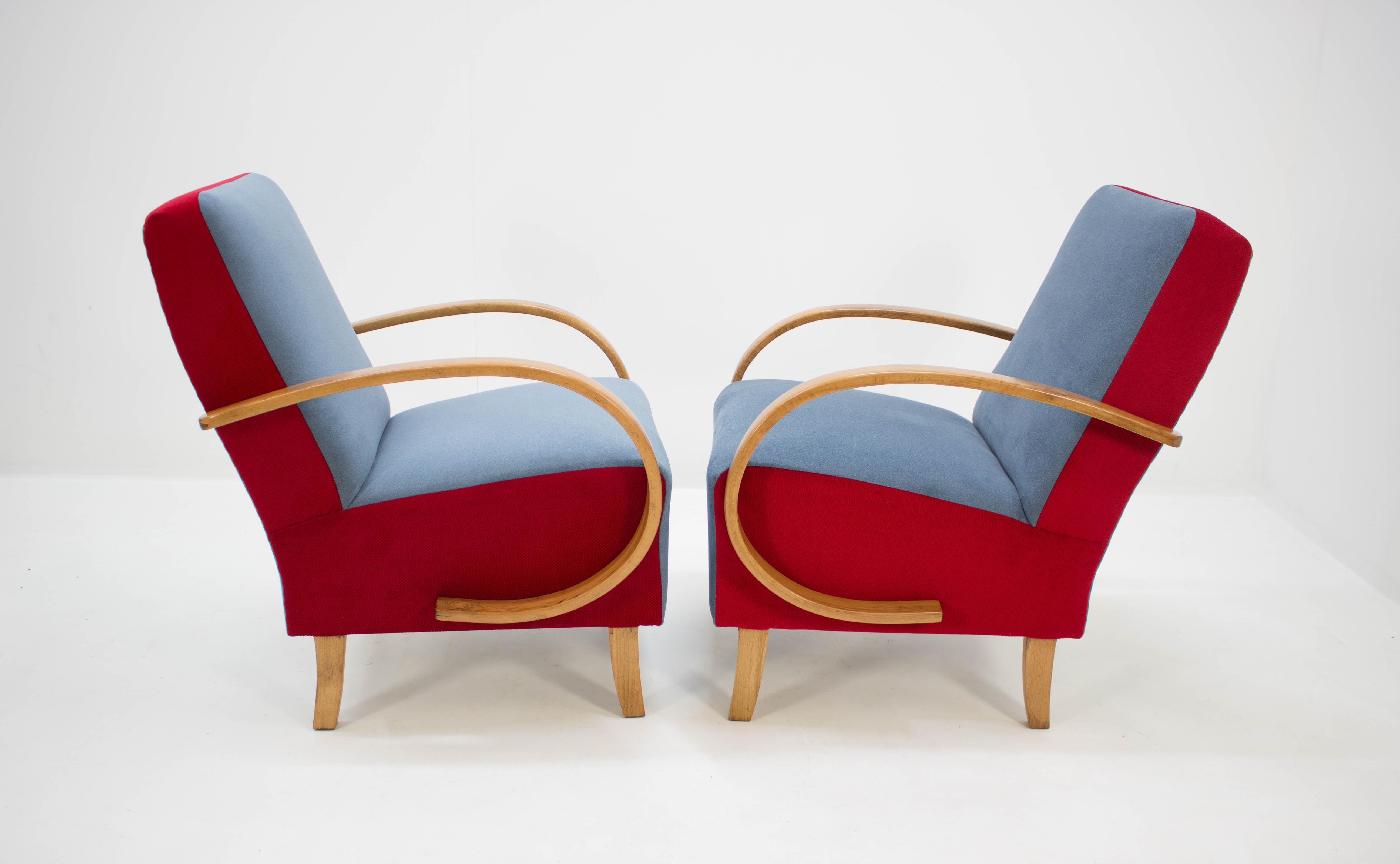 Bentwood Set of Two Armchairs by Jindřich Halabala, 1950s