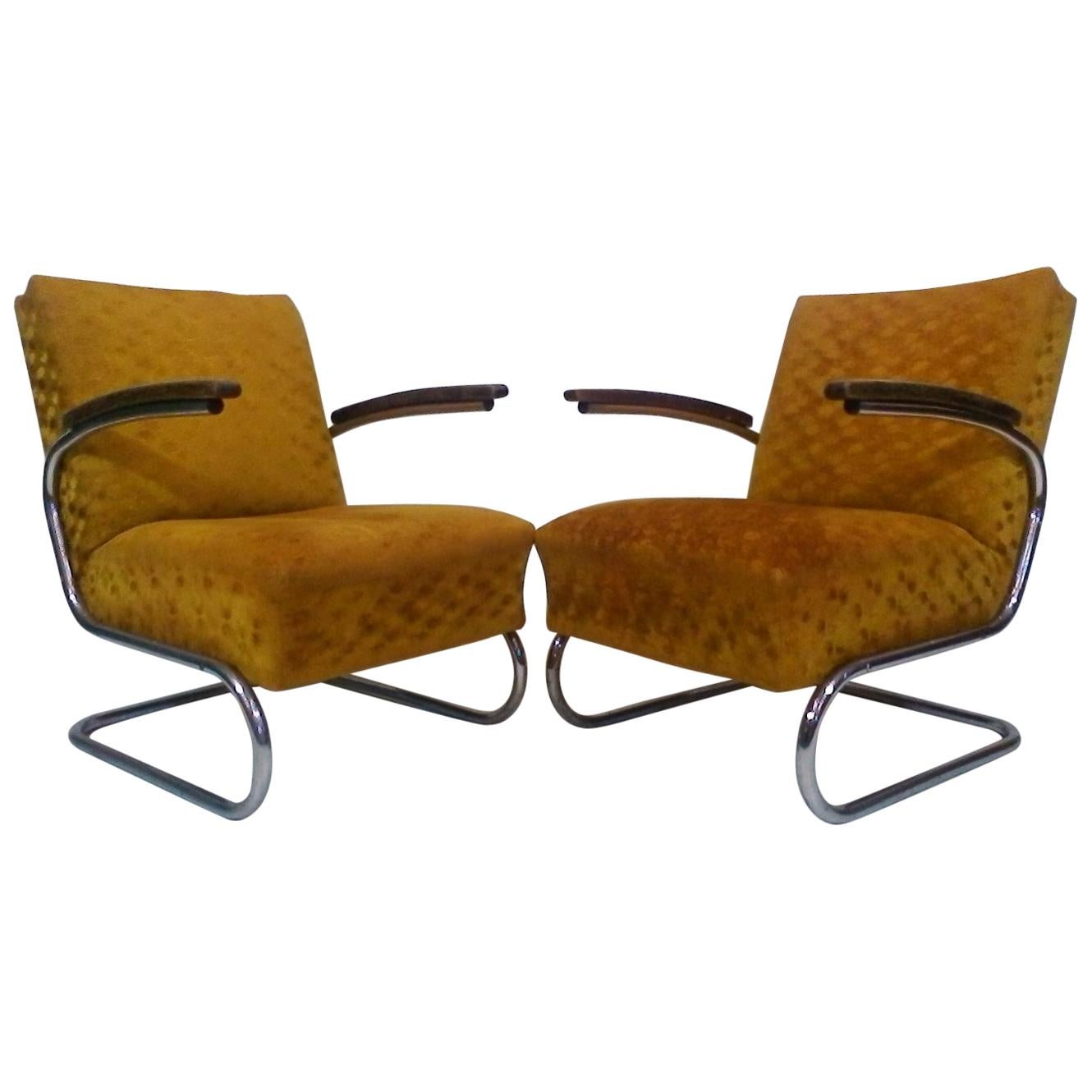 Set of two armchairs by Jindřich Halabala, Bauhaus - Műcke & Meider, 1930s