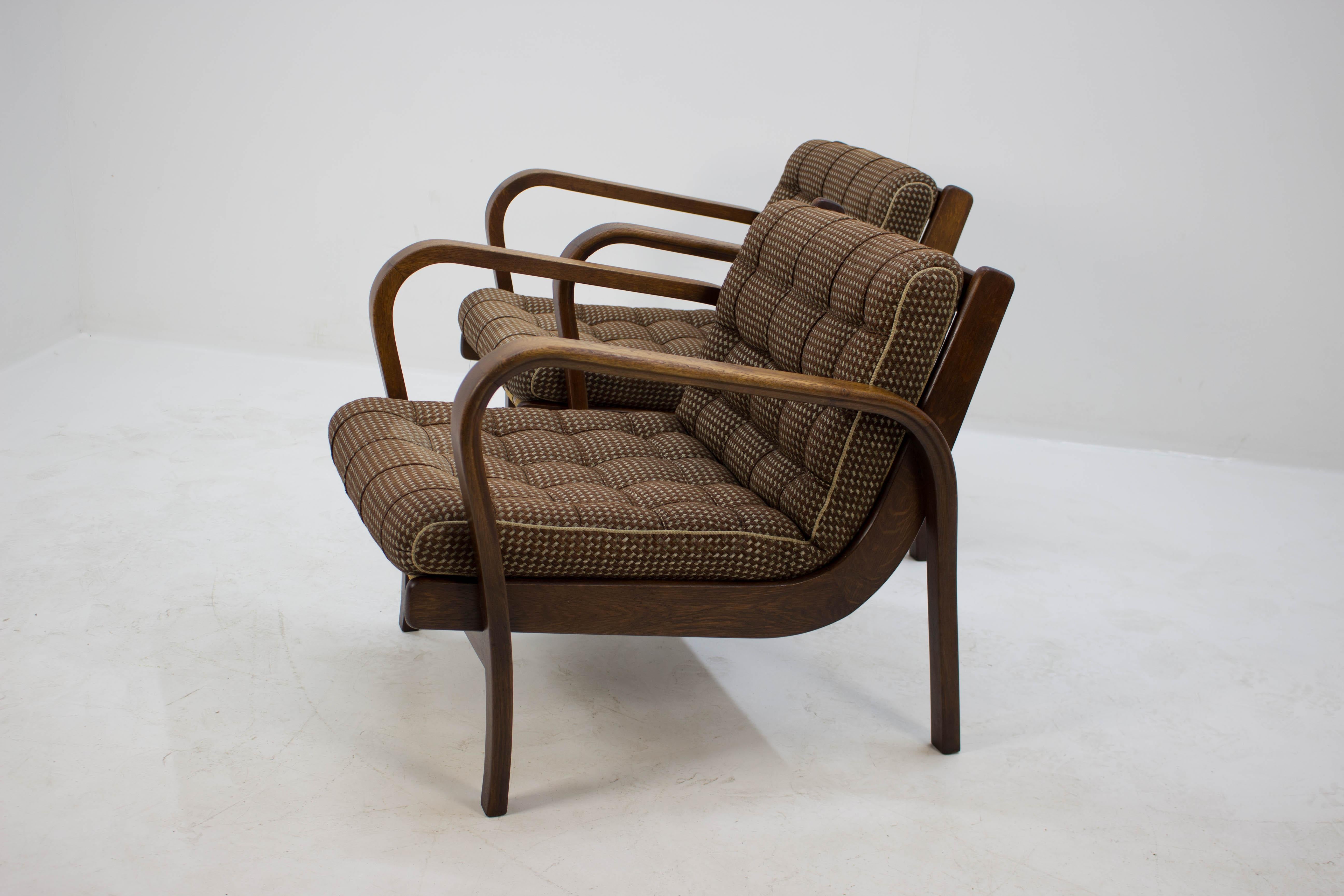 Mid-20th Century Set of Two Armchairs by Karel Kozelka and Antonin Kropacek, 1940s