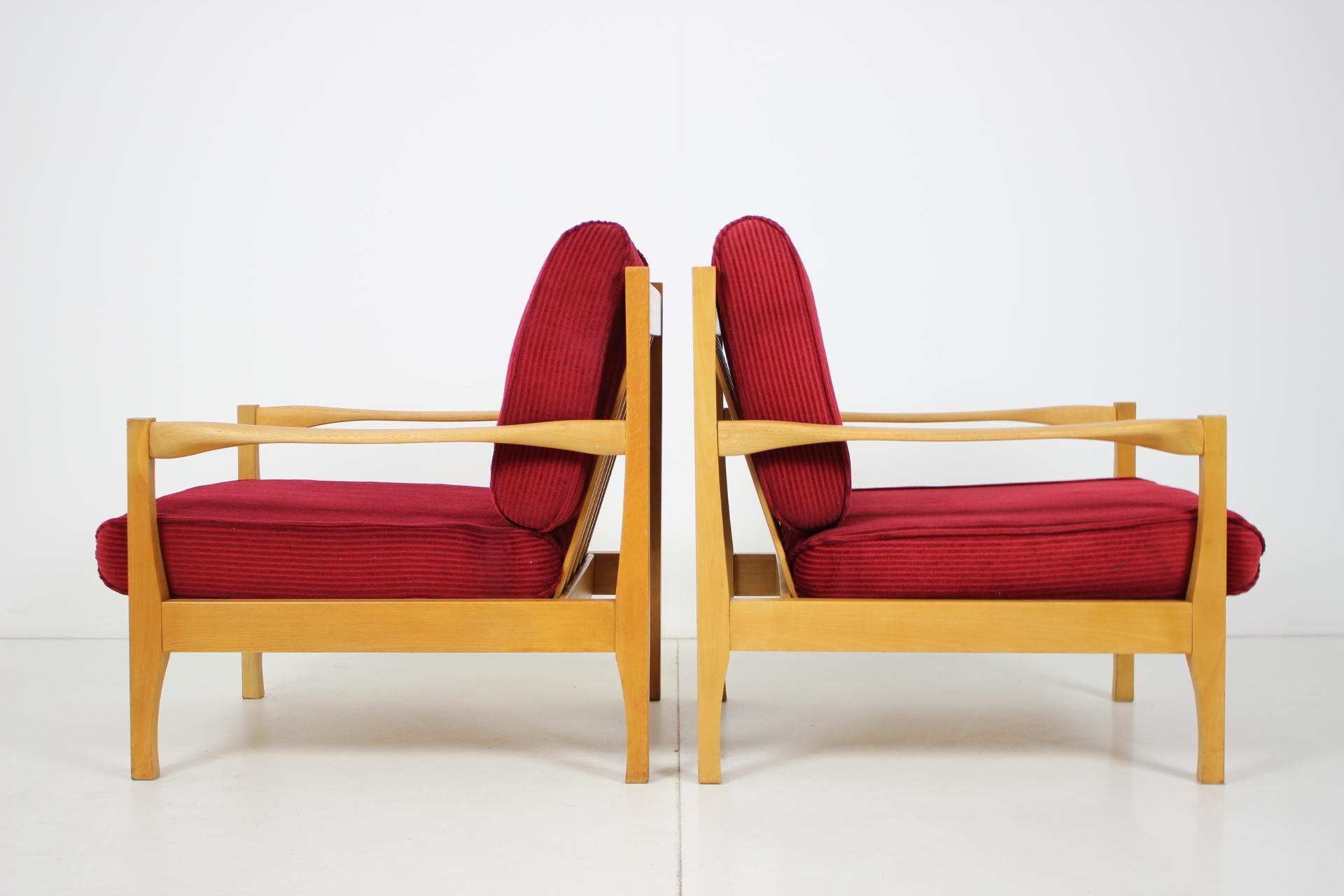 Mid-Century Modern Set of Two Armchairs, Czechoslovakia, 1970s For Sale