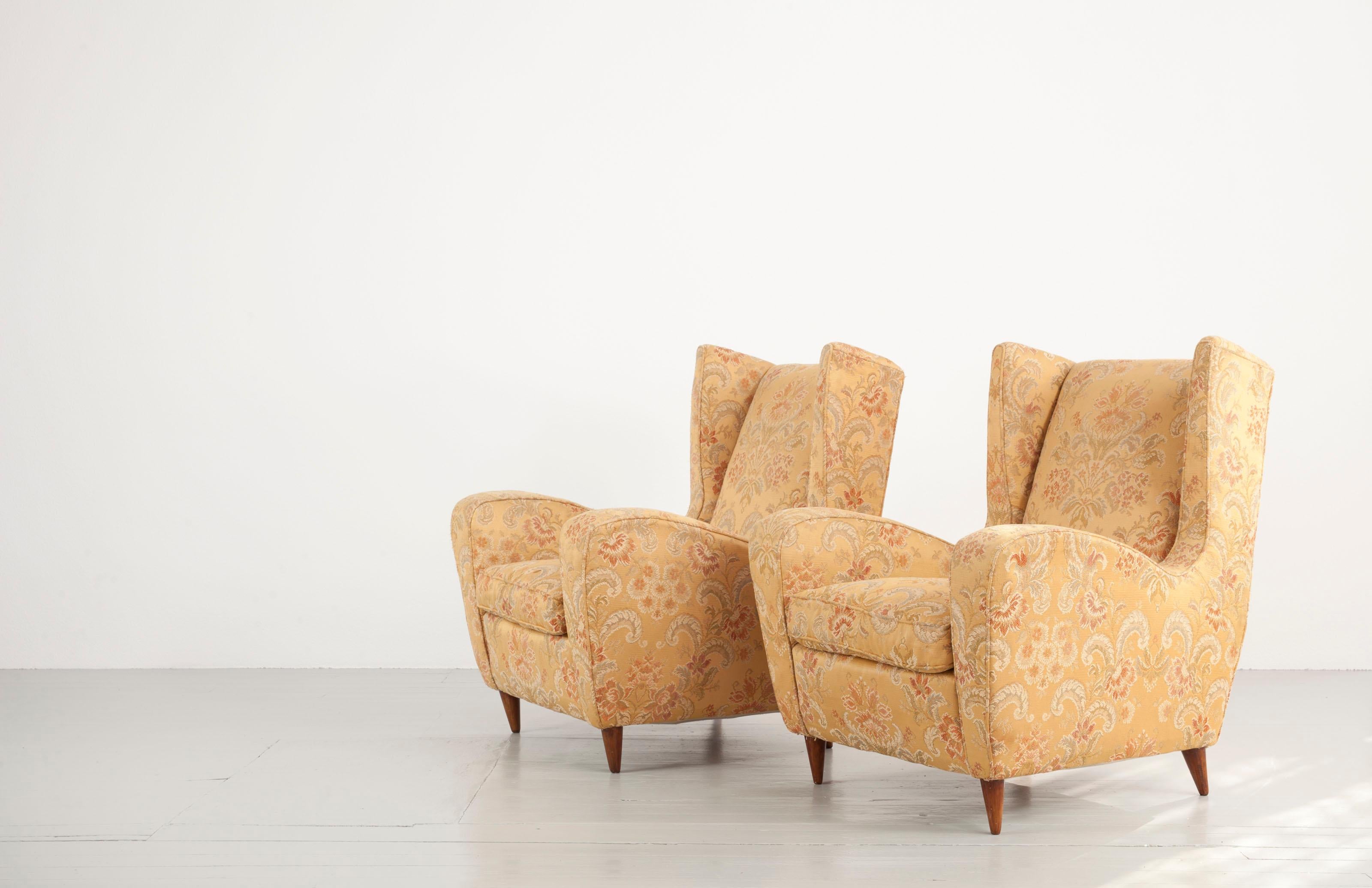 Mid-Century Modern Melchiorre Bega Set of Two Ornamental Armchairs, 1950s