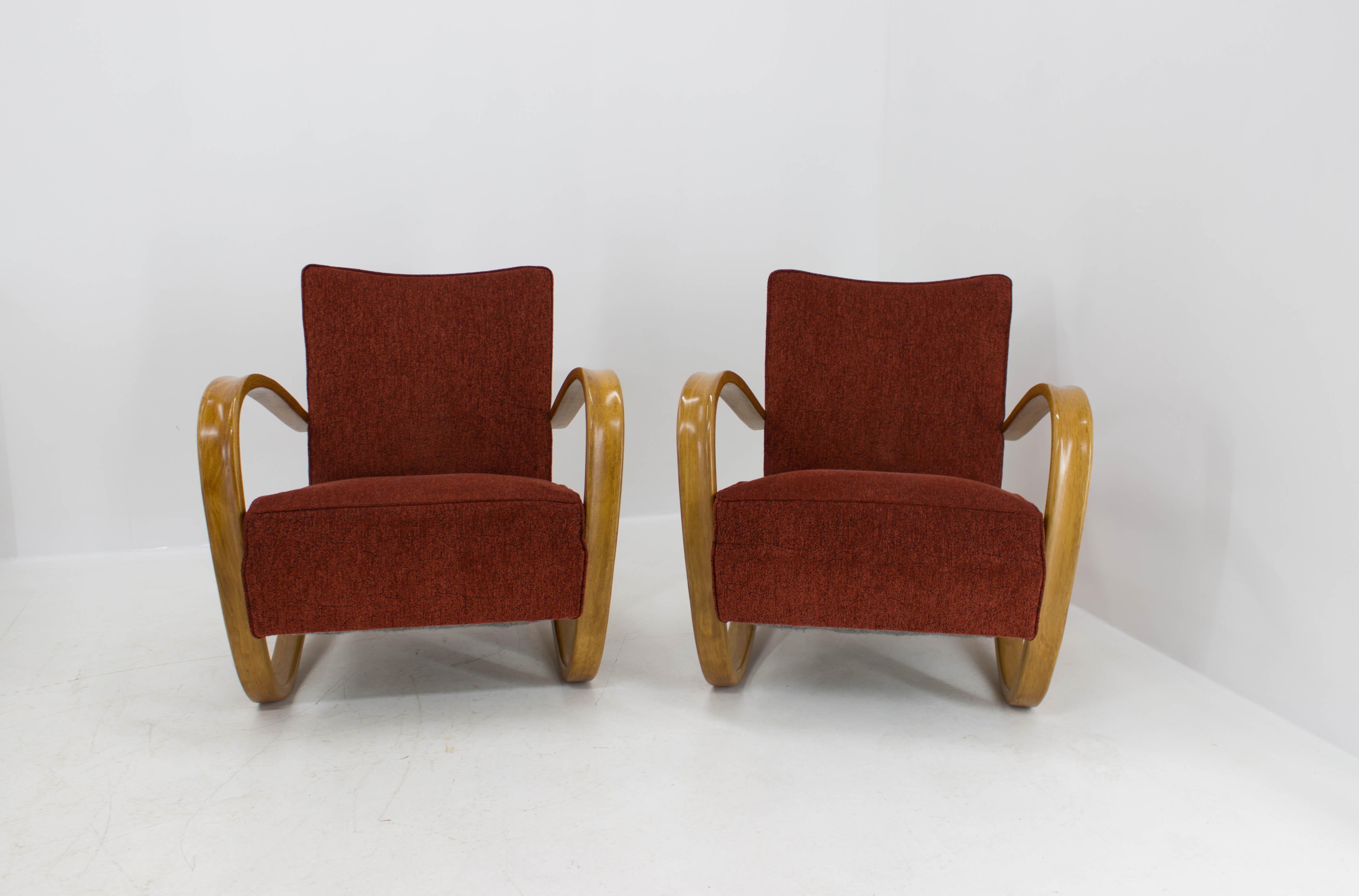Art Deco Set of Two Armchairs H269 by Jindrich Halabala, 1940s