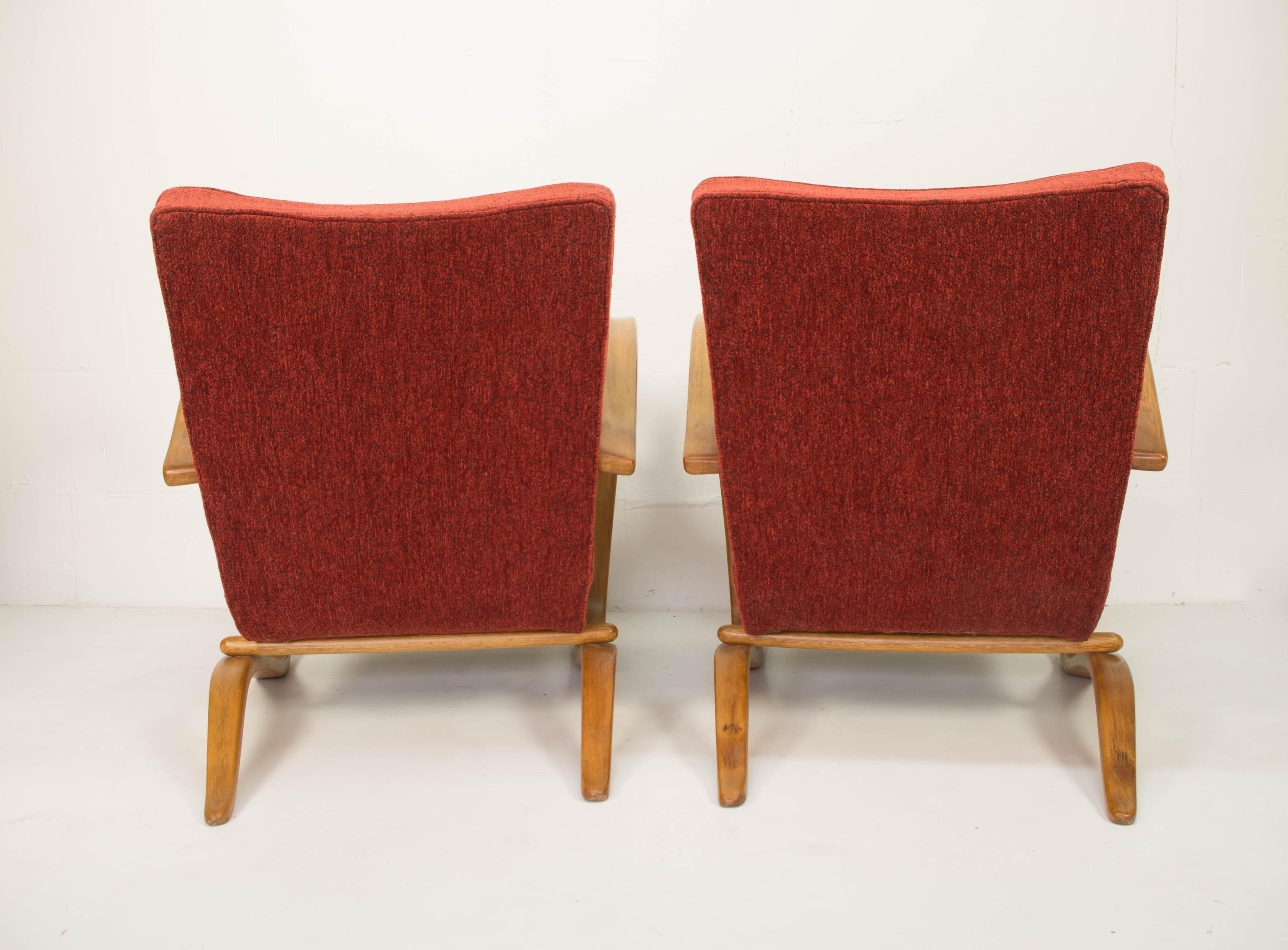 Czech Set of Two Armchairs H269 by Jindrich Halabala, 1940s