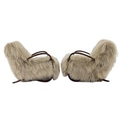 Set of Two Armchairs H 269 in Sheepskin, 1940s