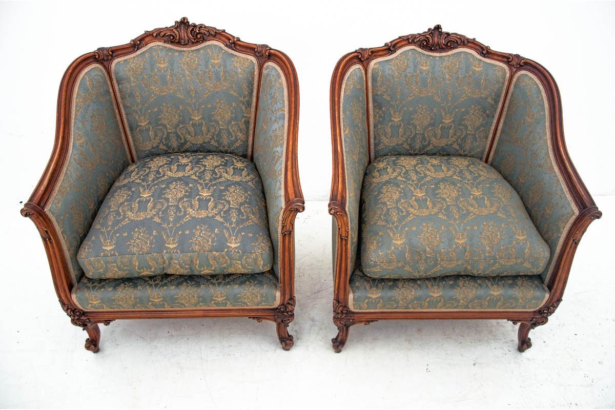 Louis Philippe Set of Two Armchairs and Table, France, circa 1920