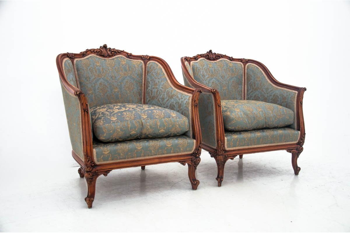 Set of Two Armchairs and Table, France, circa 1920 In Good Condition In Chorzów, PL