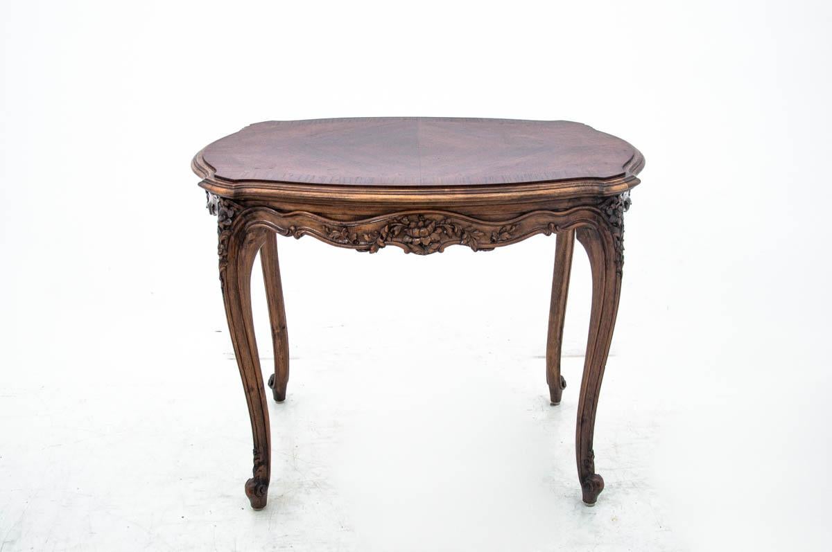 Cotton Set of Two Armchairs and Table, France, circa 1920
