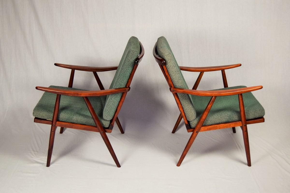 Fabric Set of Two Armchairs Ton, 1960s