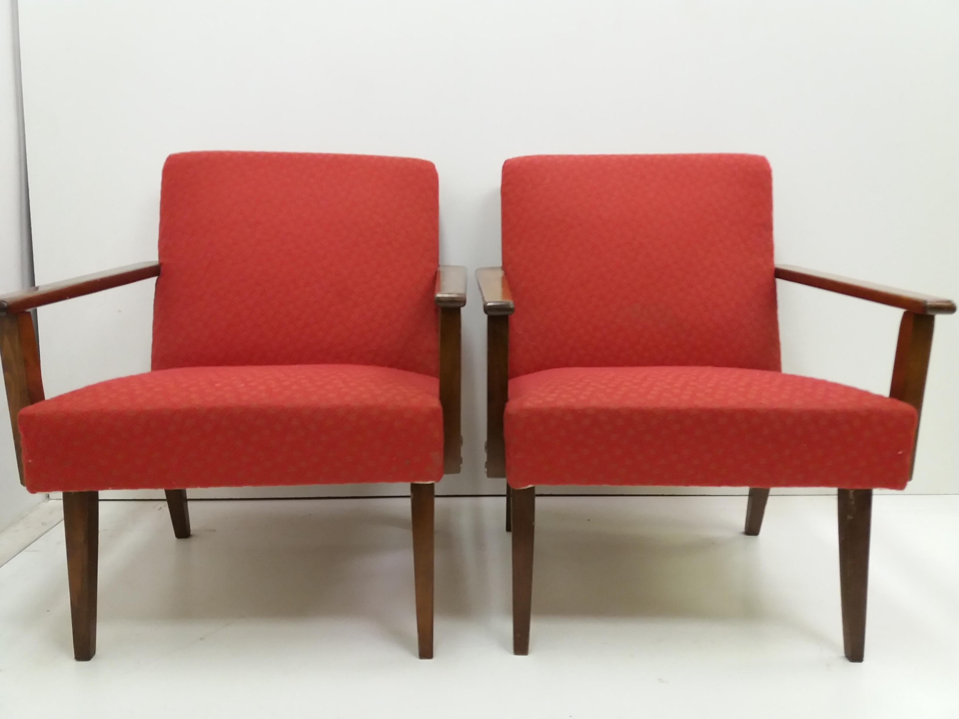 Mid-Century Modern Ensemble de deux fauteuils / Ton, années 1960 en vente