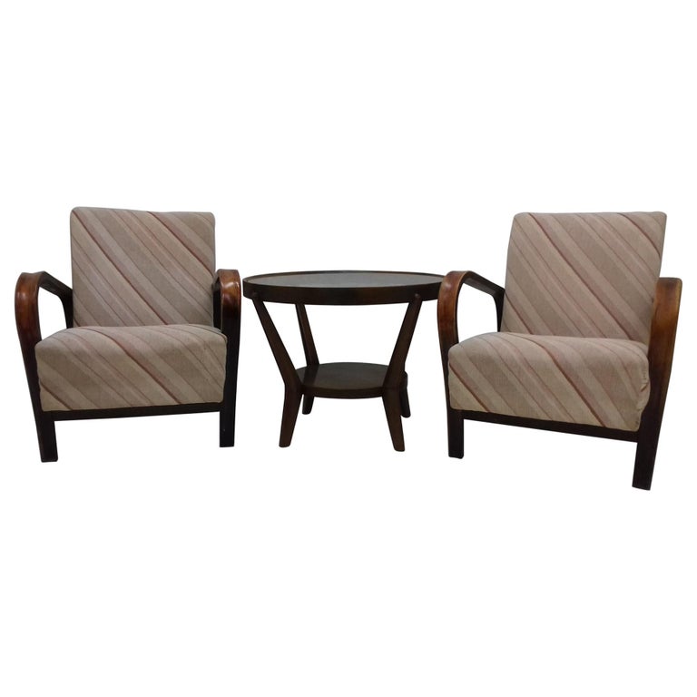 Set of Two Armchairs with Coffee Table Designed by Karel Koželka and