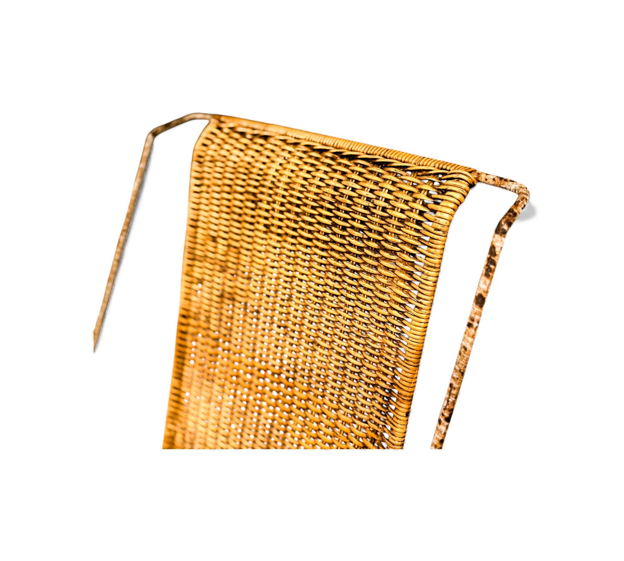 Set of Two Armchairs with Stools in Cane & Iron, Carlo Hauner, 1950s en vente 7