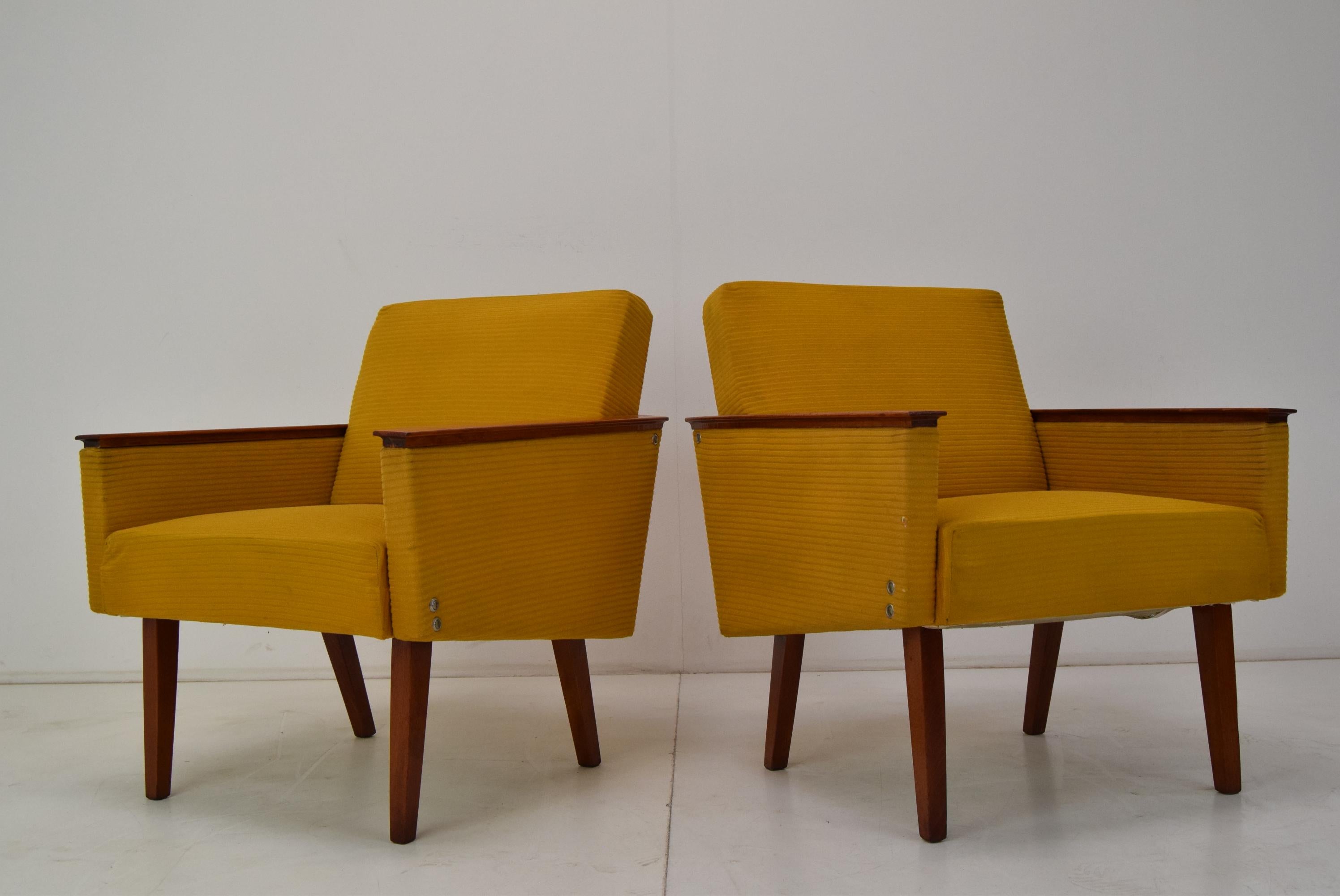 Mid-Century Modern Set of two Armchairs, Czechoslovakia, 1960's. For Sale