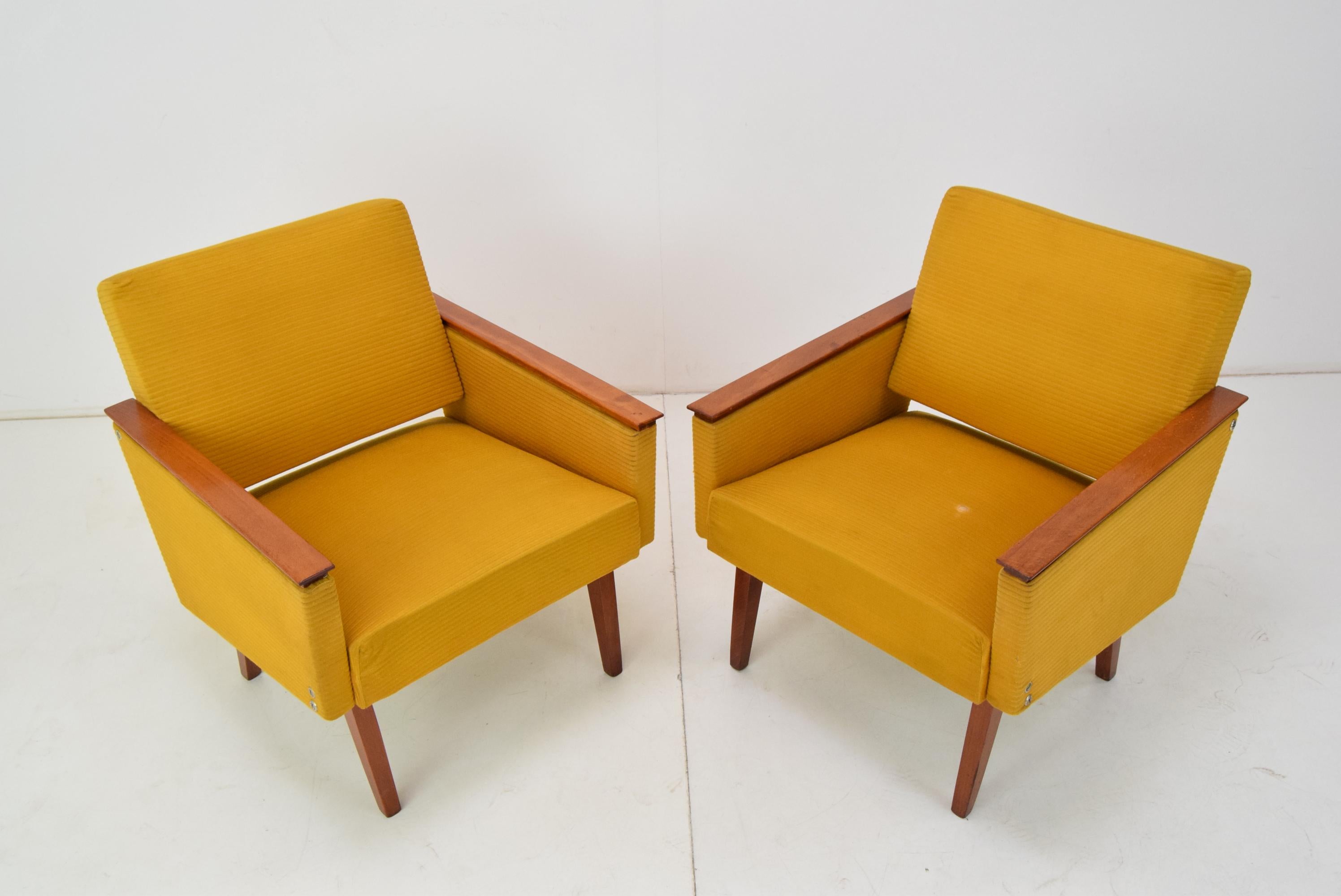 Set of two Armchairs, Czechoslovakia, 1960's. In Fair Condition For Sale In Praha, CZ