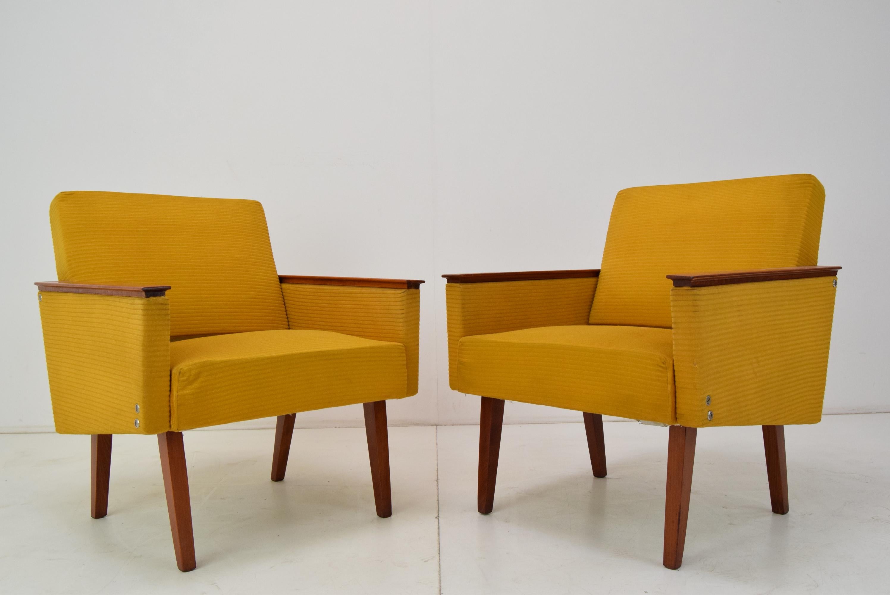 Mid-20th Century Set of two Armchairs, Czechoslovakia, 1960's. For Sale
