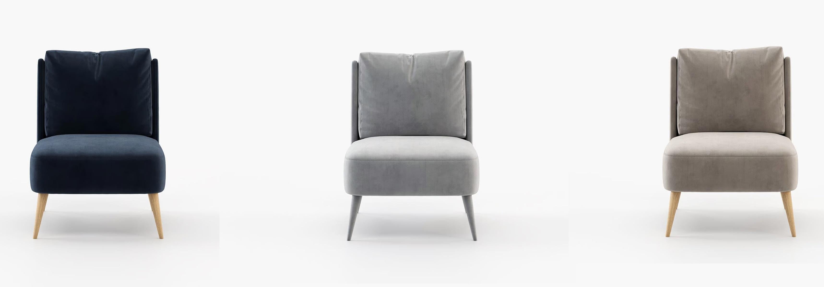 Set aus zwei armlosen Loungesesseln aus Leder und Stoff im Zustand „Neu“ im Angebot in NEW YORK, NY