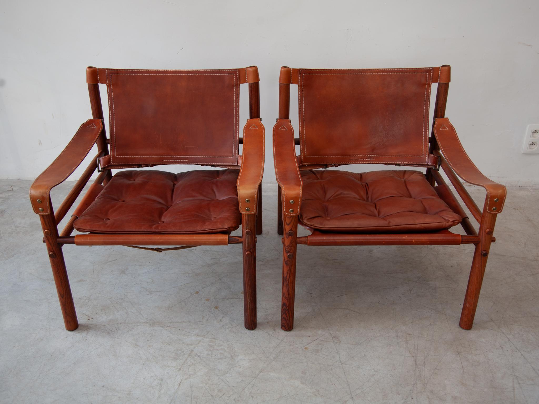 Set of Two Arne Norell Sirocco Leather Lounge Arm Chairs For Sale 11