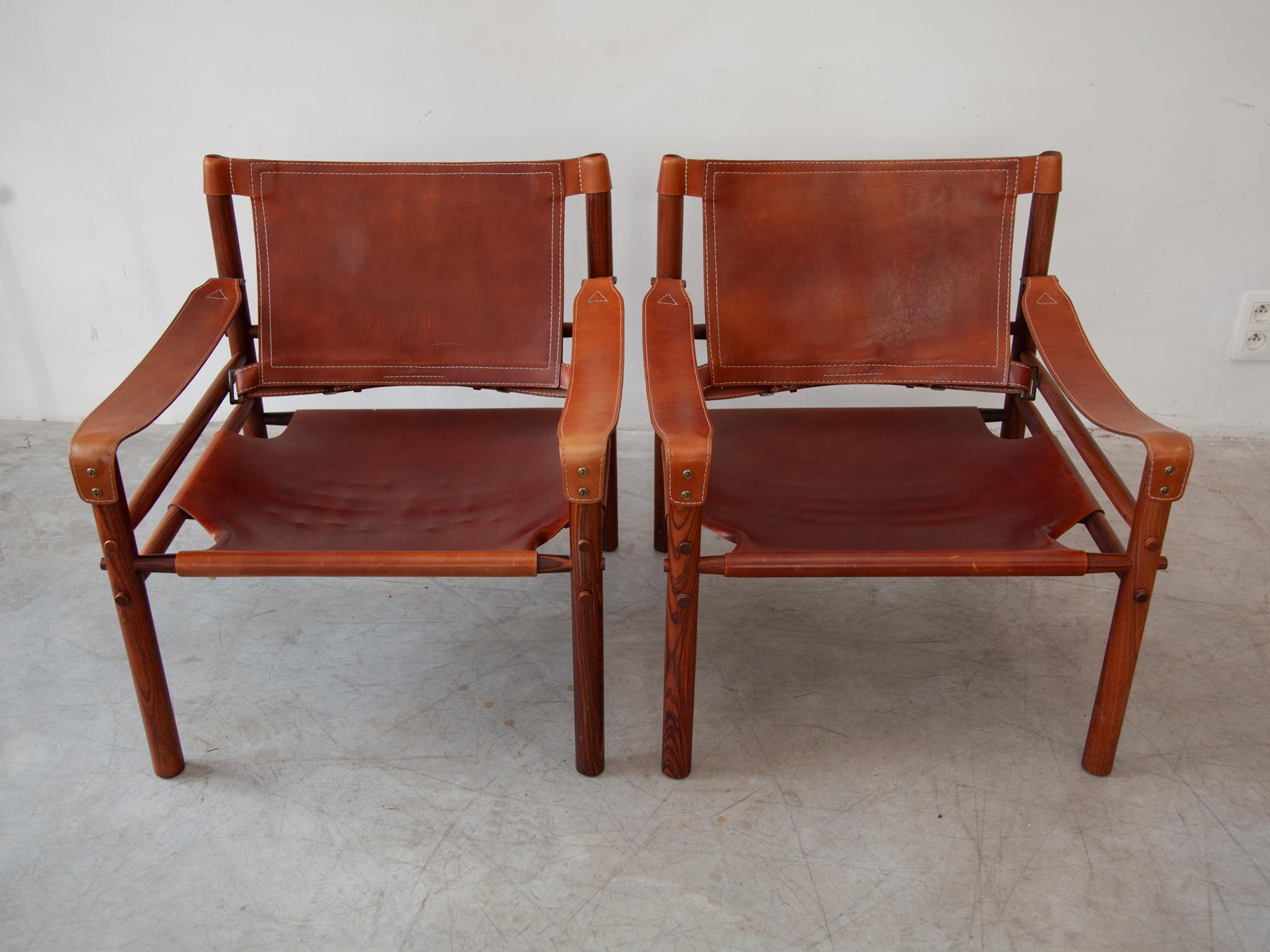 Set of Two Arne Norell Sirocco Leather Lounge Arm Chairs For Sale 12