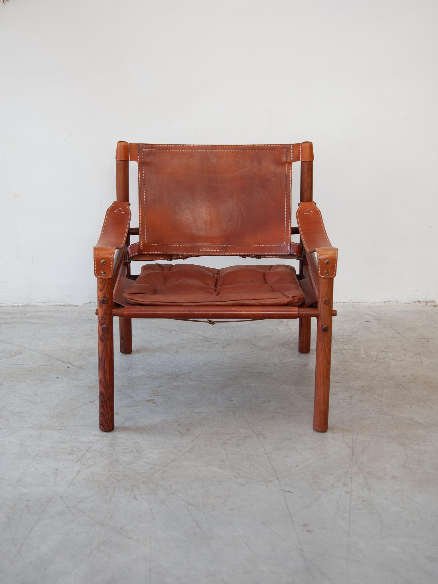Scandinavian Modern Set of Two Arne Norell Sirocco Leather Lounge Arm Chairs