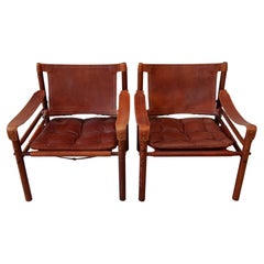 Used Set of Two Arne Norell Sirocco Leather Lounge Arm Chairs