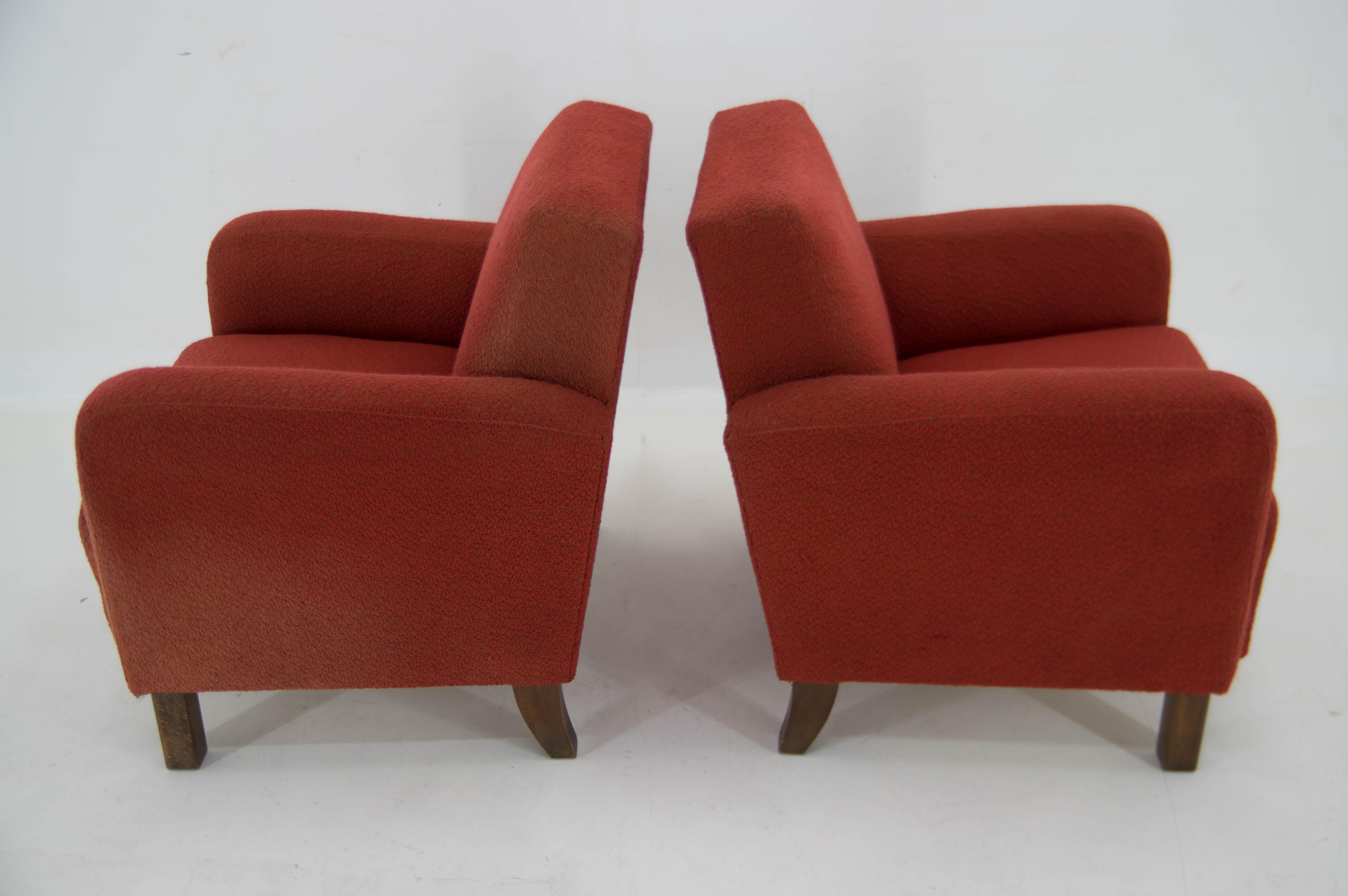 Set of Two Art Deco Armchairs Attributed to Halabala, 1930s For Sale 5