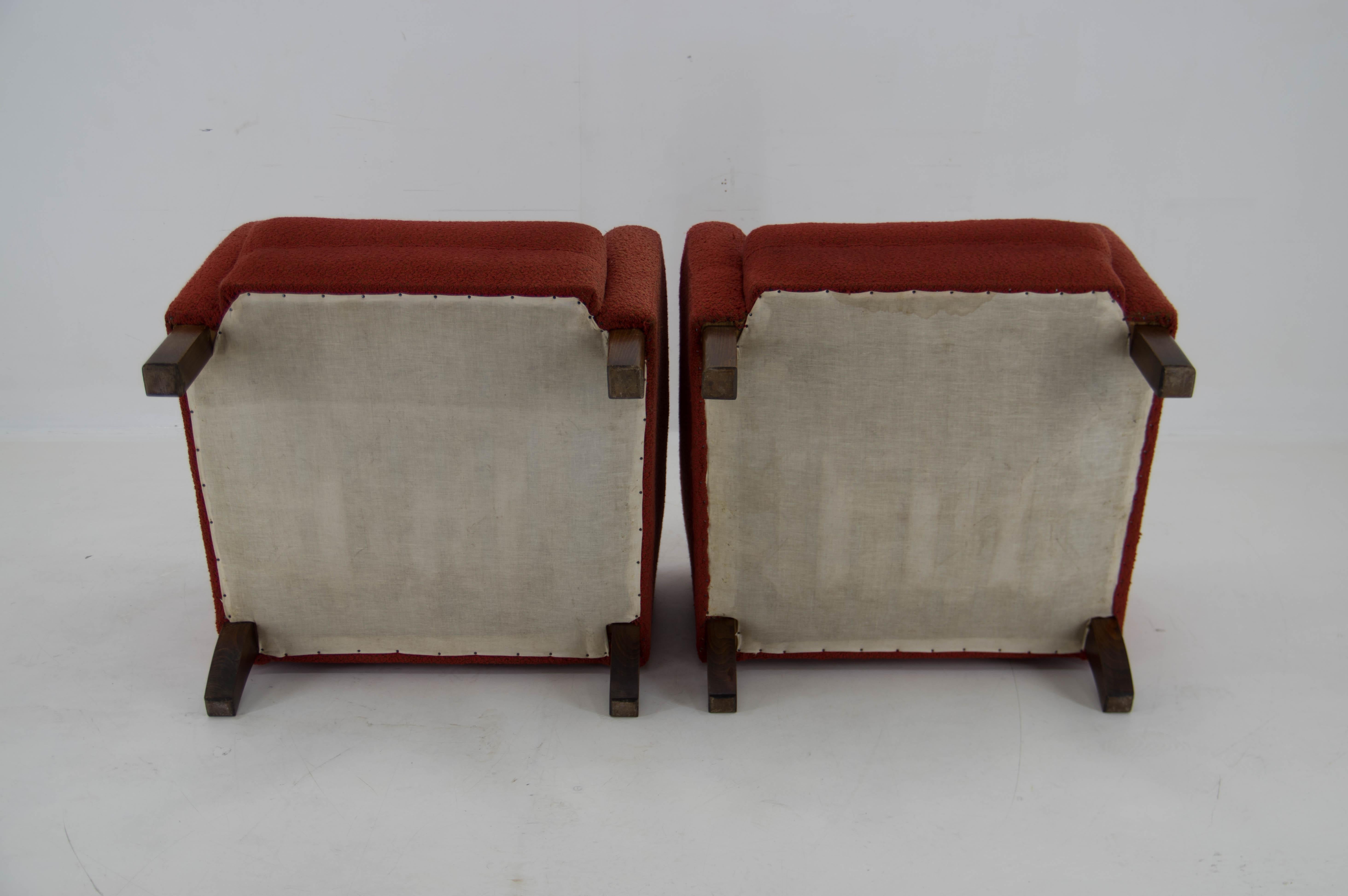 Set of Two Art Deco Armchairs Attributed to Halabala, 1930s For Sale 11