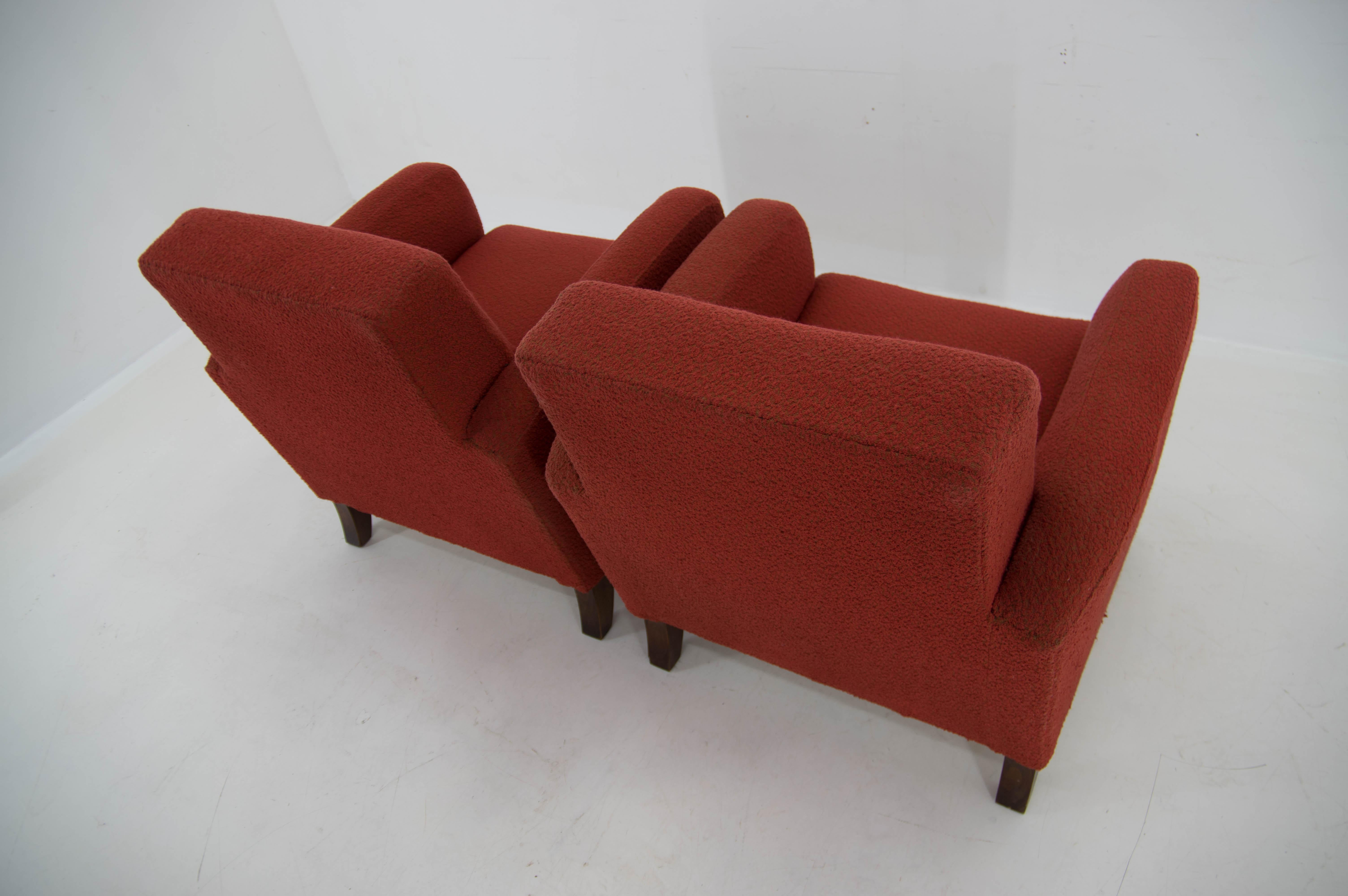 Set of Two Art Deco Armchairs Attributed to Halabala, 1930s For Sale 2