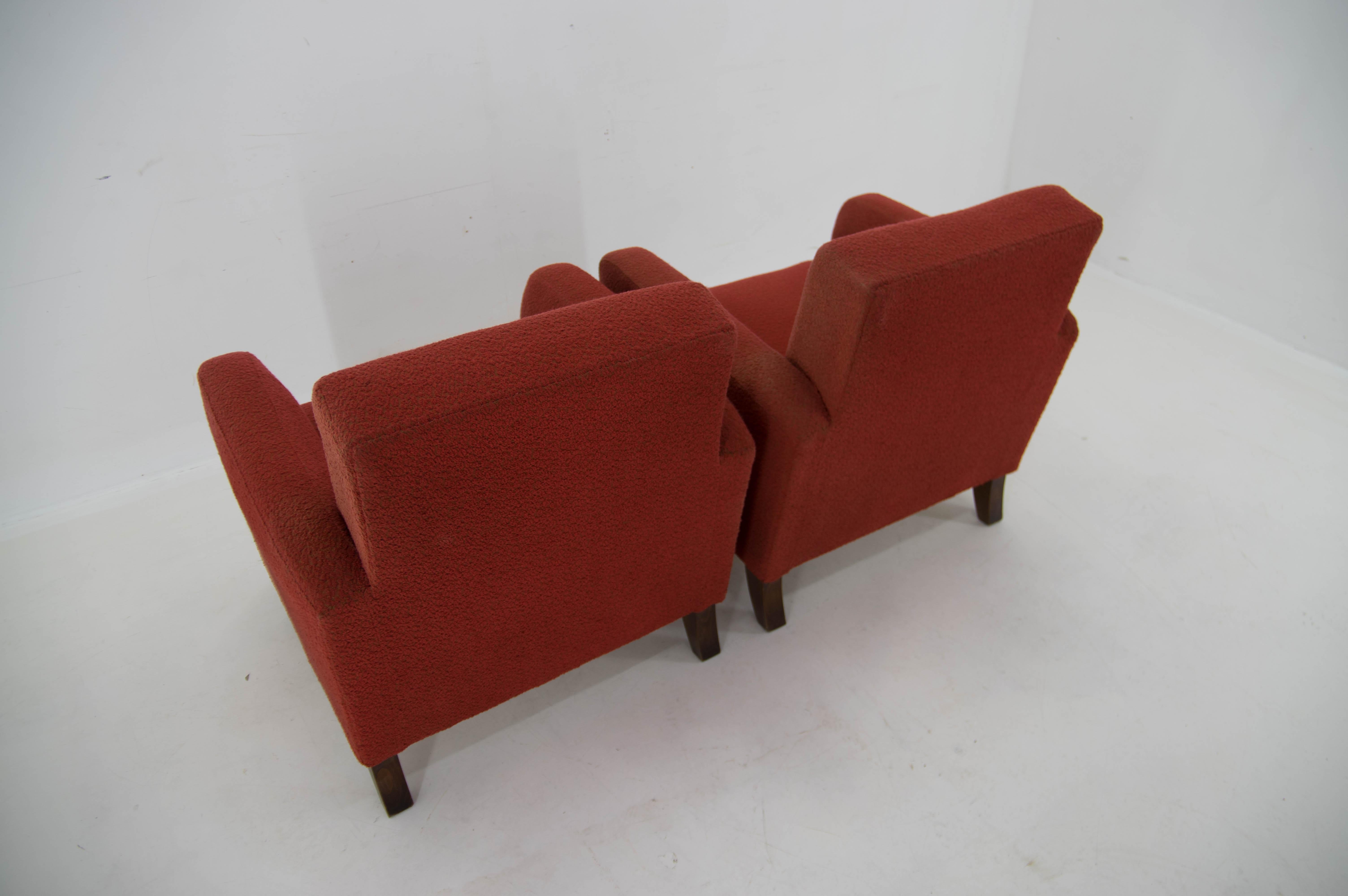 Set of Two Art Deco Armchairs Attributed to Halabala, 1930s For Sale 3
