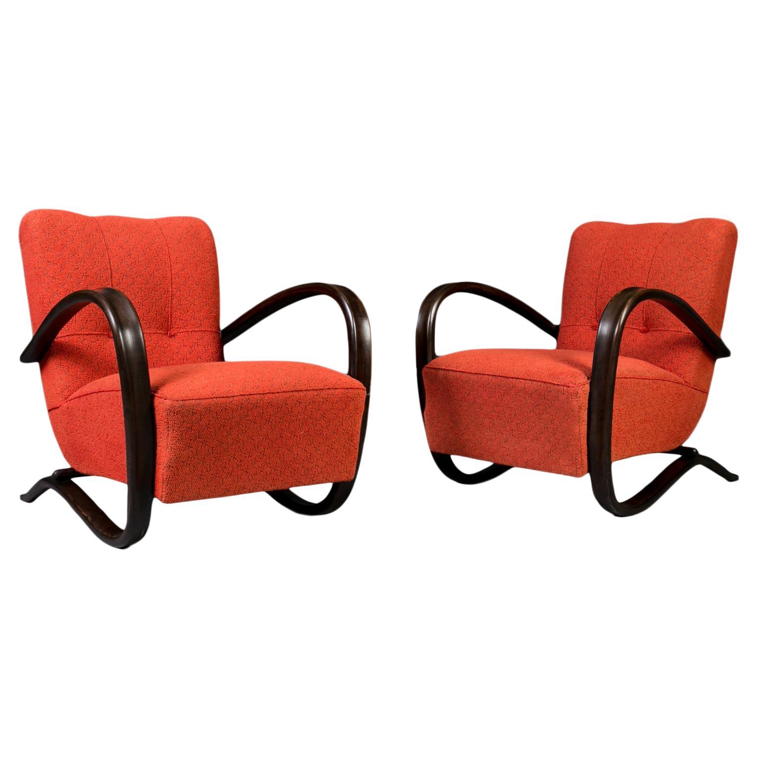 Set of two Art Deco Armchairs by J. Halabala, Model H269, 1930s