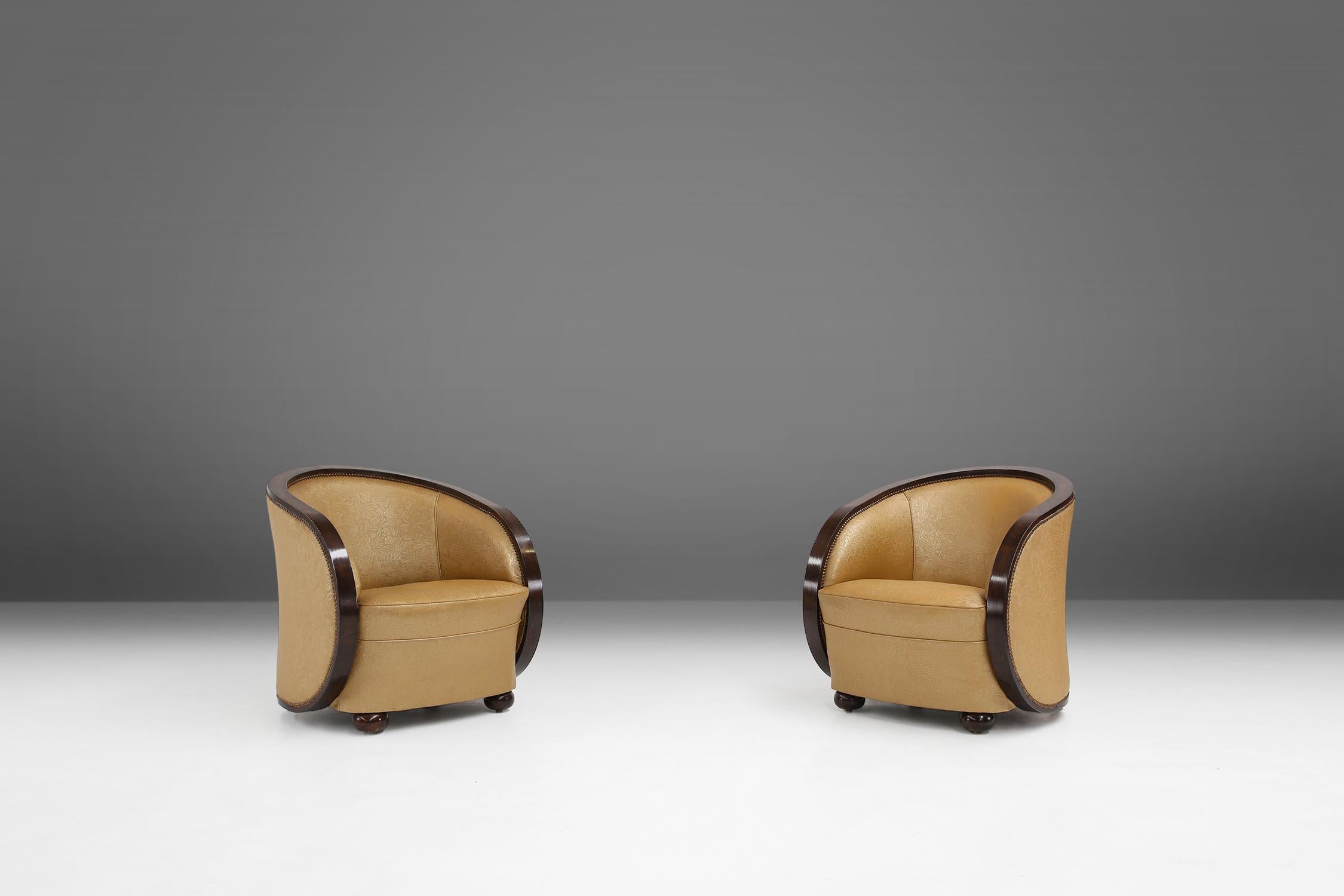 French Set of Two Art Deco Armchairs