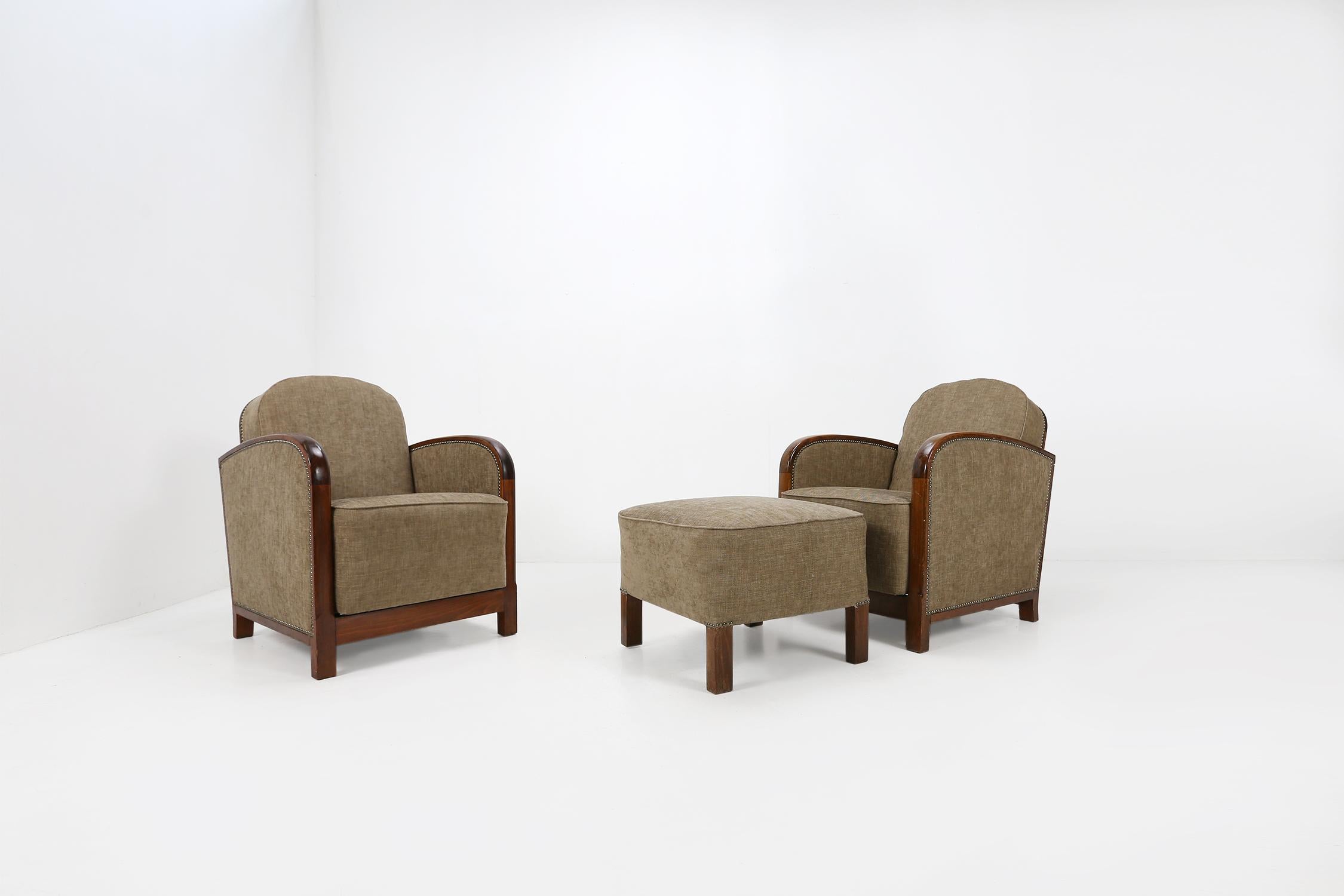 Set of Two Art Deco Armchairs In Good Condition In Meulebeke, BE