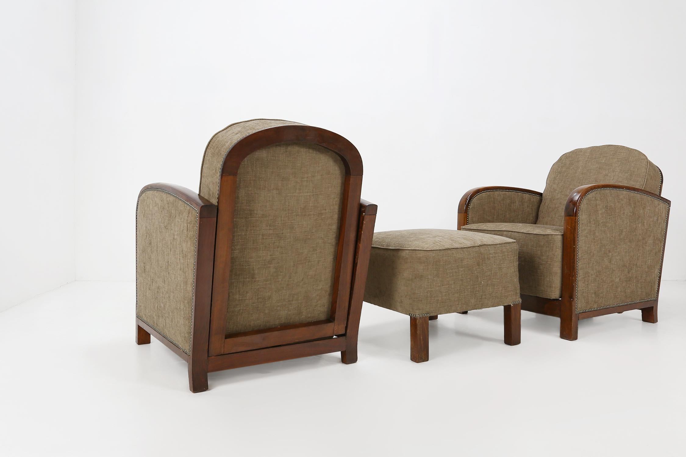 Mid-20th Century Set of Two Art Deco Armchairs