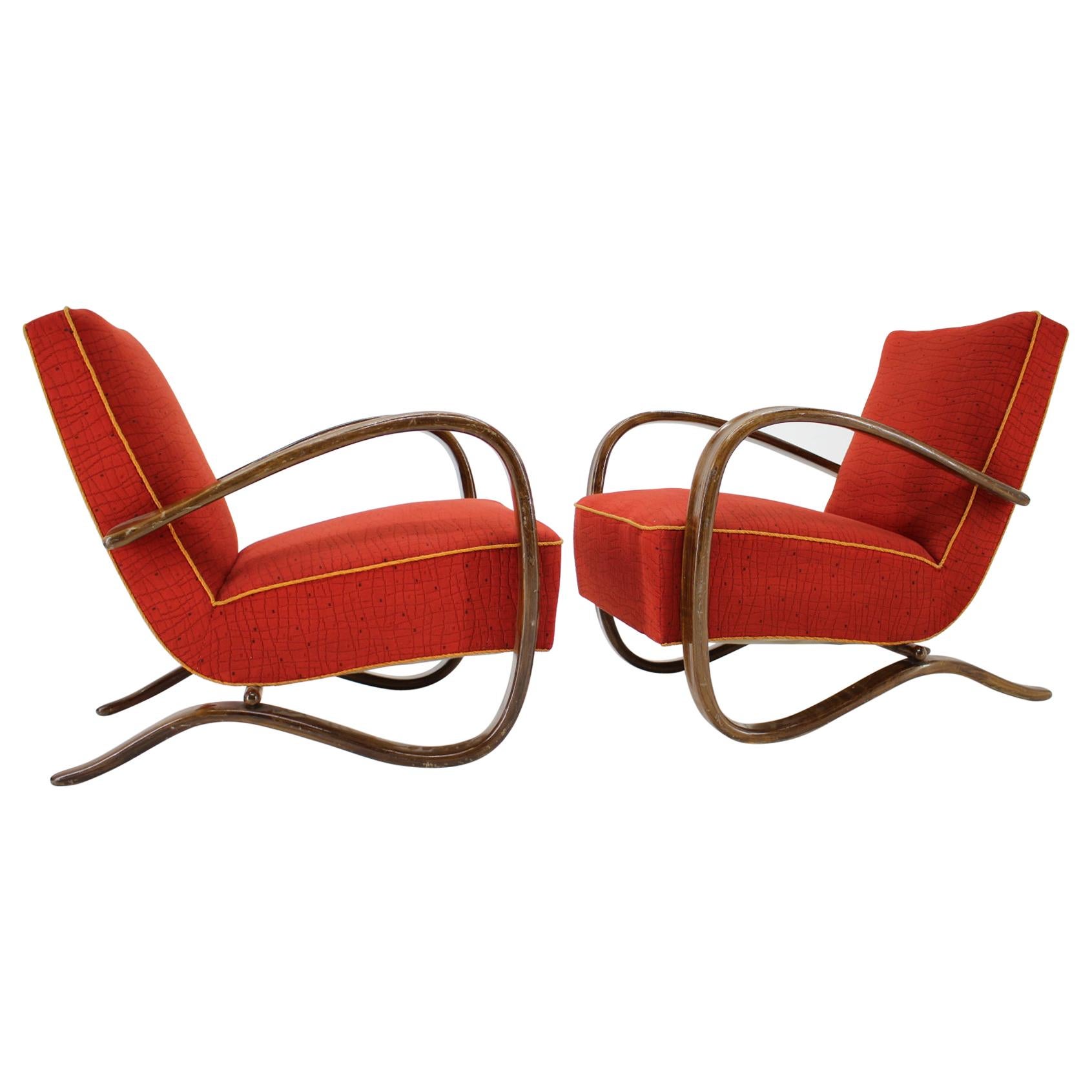Set of Two Art Deco Armchairs H-269 by Jindřich Halabala, 1930s