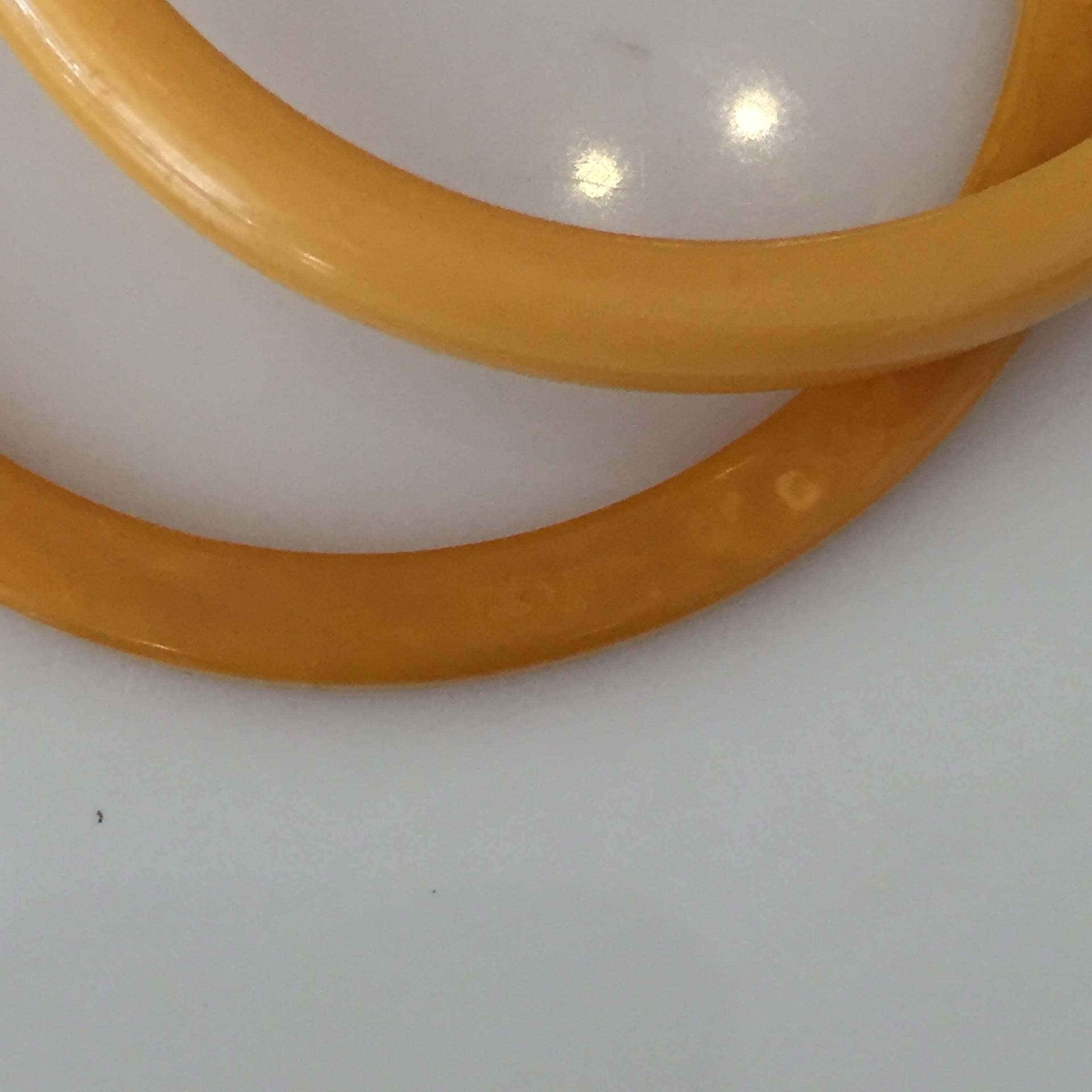 North American Set of Two Art Deco Butterscotch Amber Bakelite Bangles Bracelets