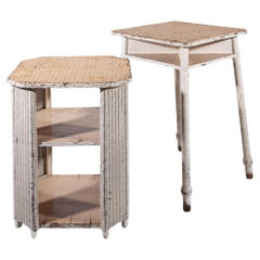Ensemble de deux tables Lloyd Loom Art Déco en osier et Wood