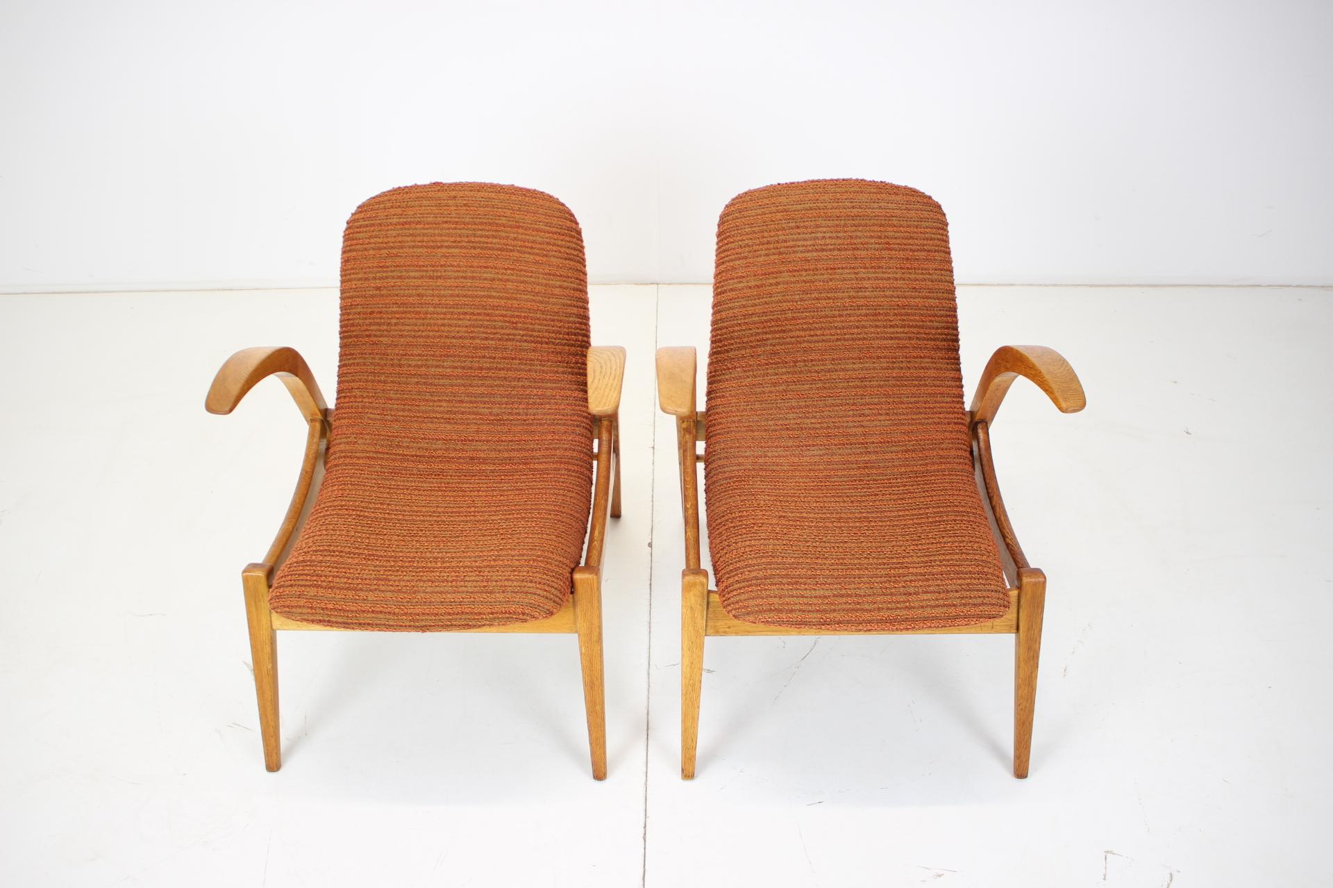 Mid-Century Modern Set of Two Lounge Chairs Designed by Jan Vaněk for Krásná Jizba, 1960's