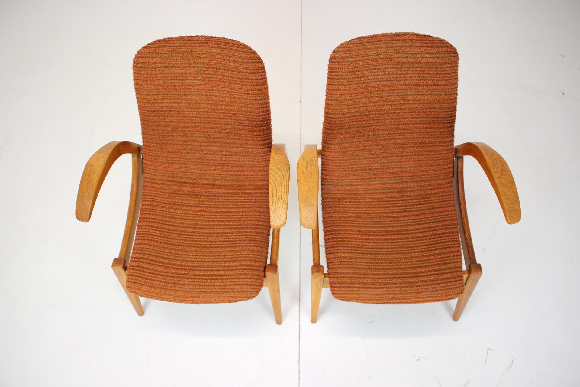 Wood Set of Two Lounge Chairs Designed by Jan Vaněk for Krásná Jizba, 1960's