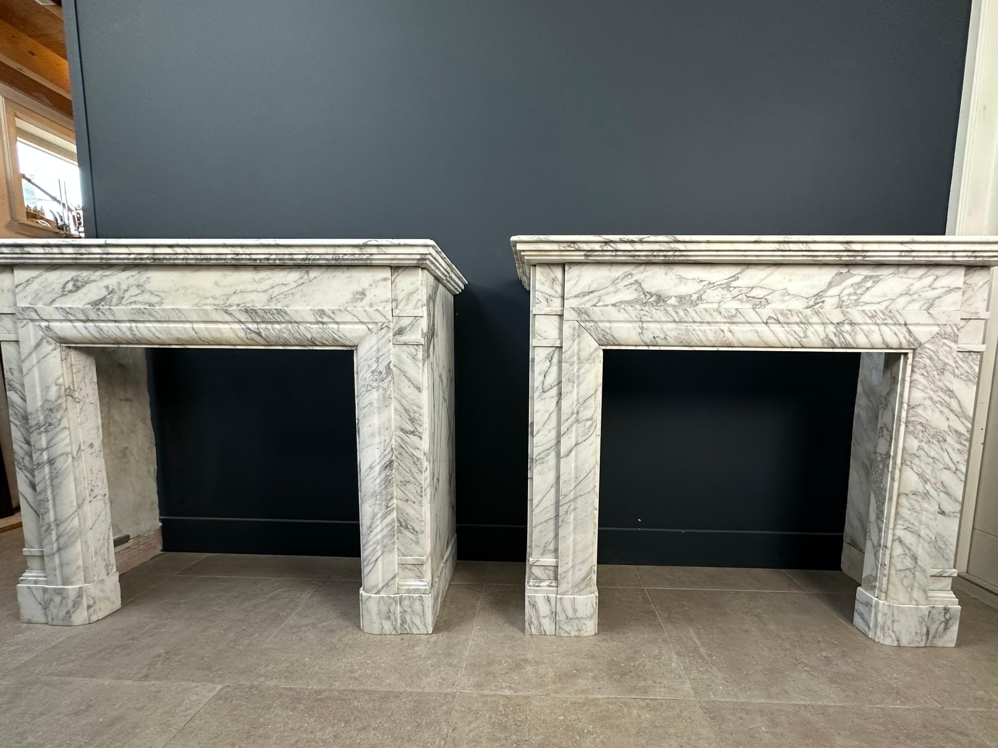 Louis XV Set Of Two Art-Deco Marble Fireplace Surrounds 