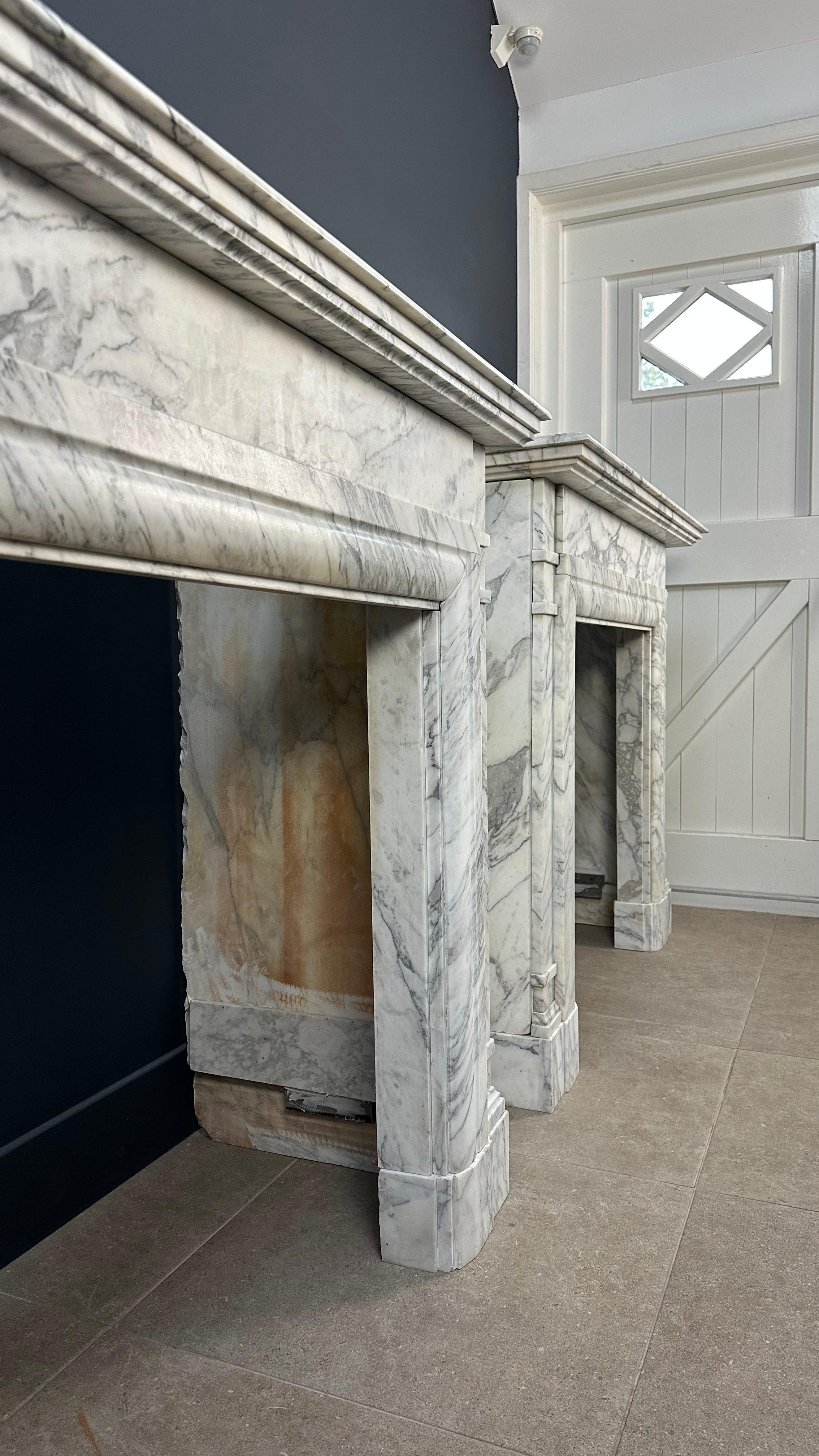 French Set Of Two Art-Deco Marble Fireplace Surrounds 