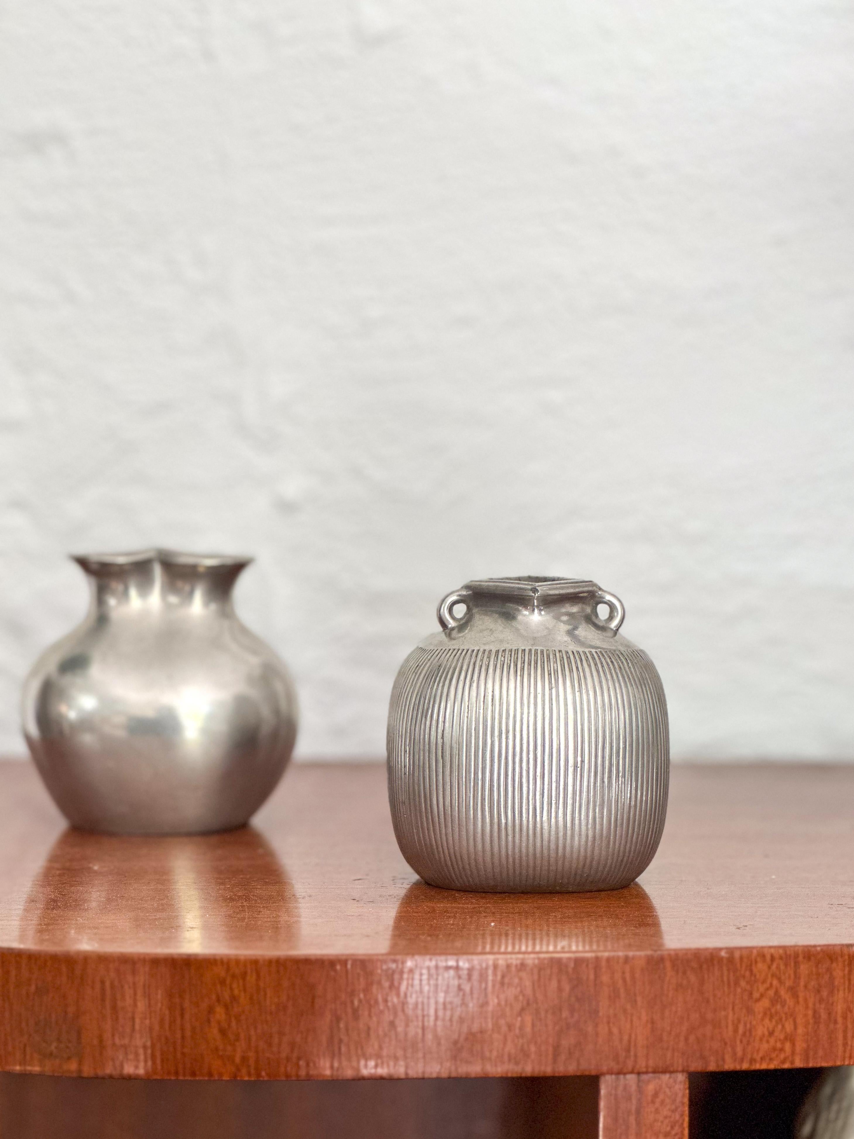 Set of Two Art Deco Pewter Vases by Just Andersen, Denmark, 1930s 2
