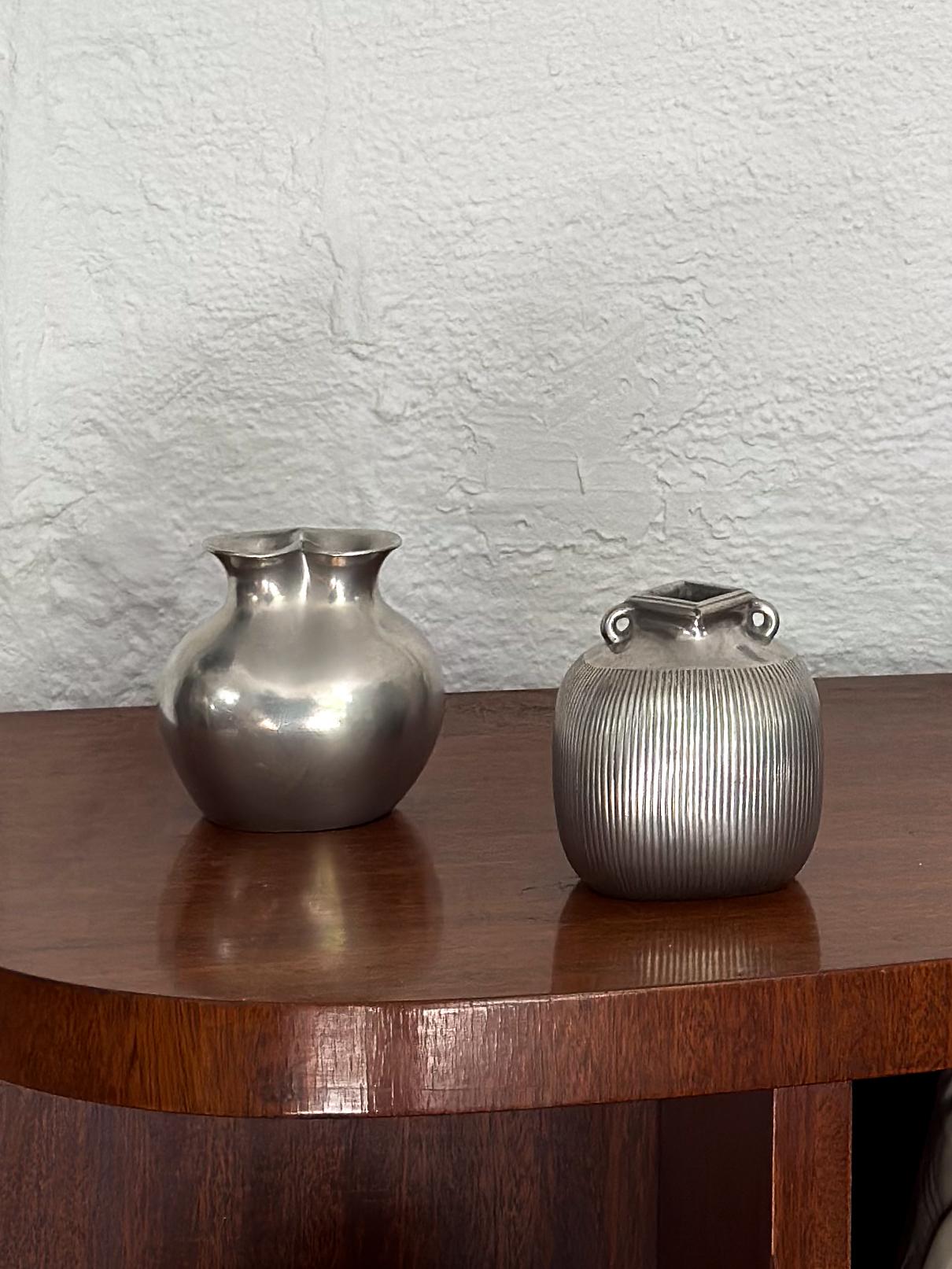 Set of Two Art Deco Pewter Vases by Just Andersen, Denmark, 1930s 4