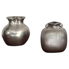 Set of Two Art Deco Pewter Vases by Just Andersen, Denmark, 1930s