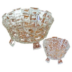 Set Of Two Art Deco Pressed Glass Bowls By Libochovice, Czechoslovakia, 1930s