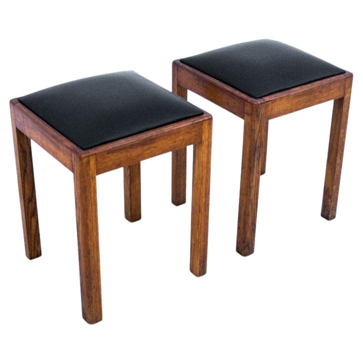 Set of Two Art Deco Stools, Poland, 1940s