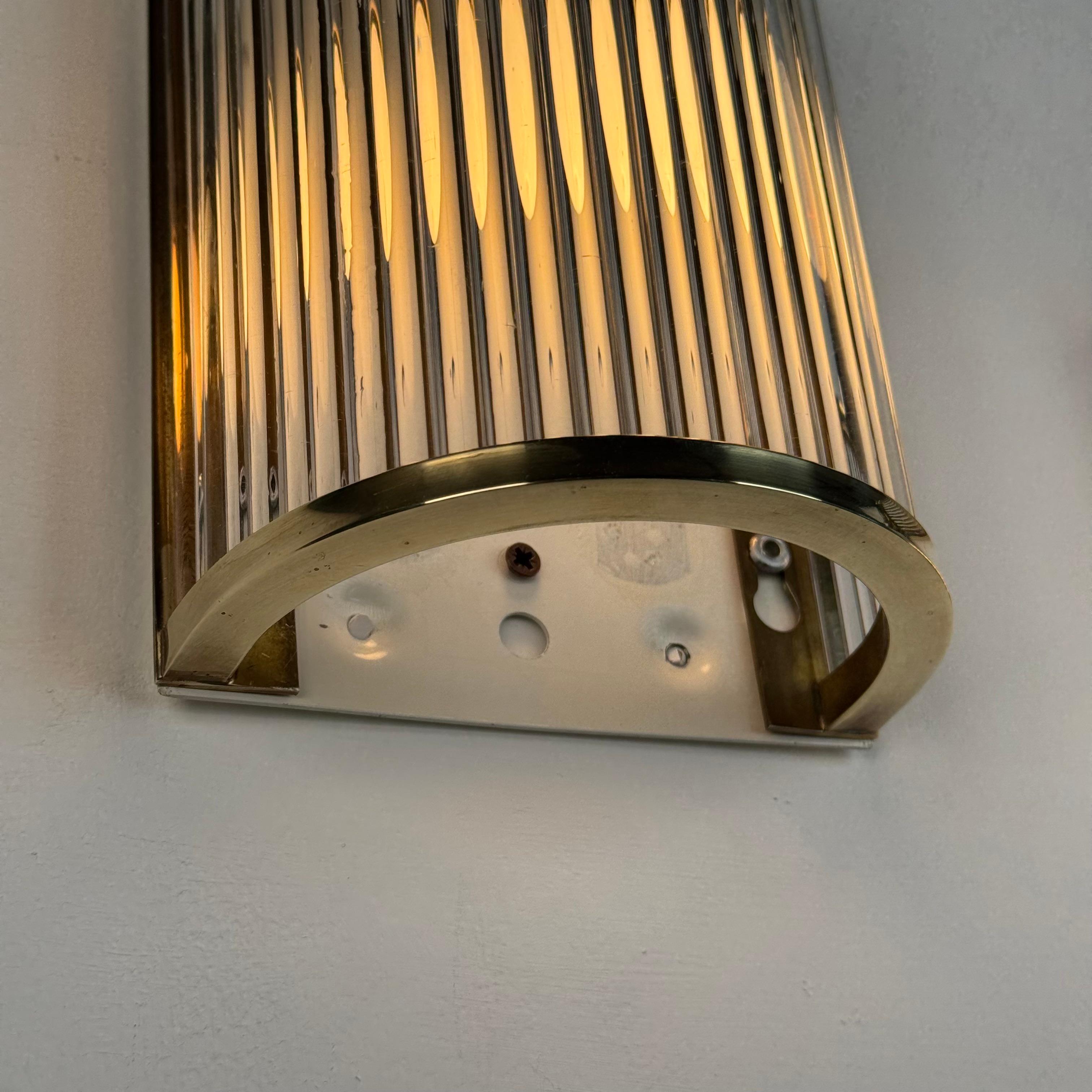 Set di due lampade da parete in vetro di Murano e ottone in stile Art Déco di De Majo, anni '70 in vendita 7