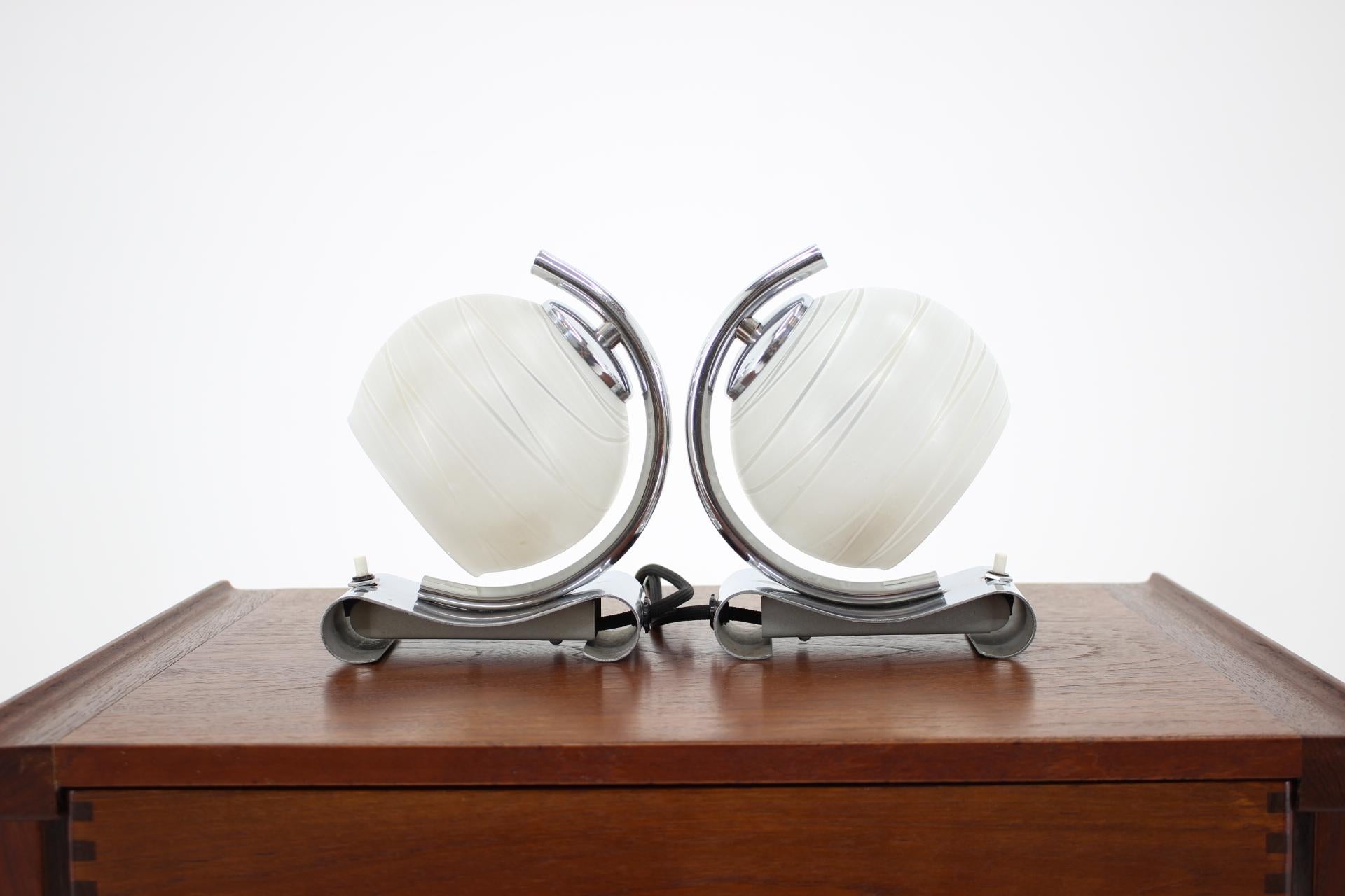 Mid-20th Century Set of Two Art Deco Table Lamps, Napako-15, Type 1188 For Sale