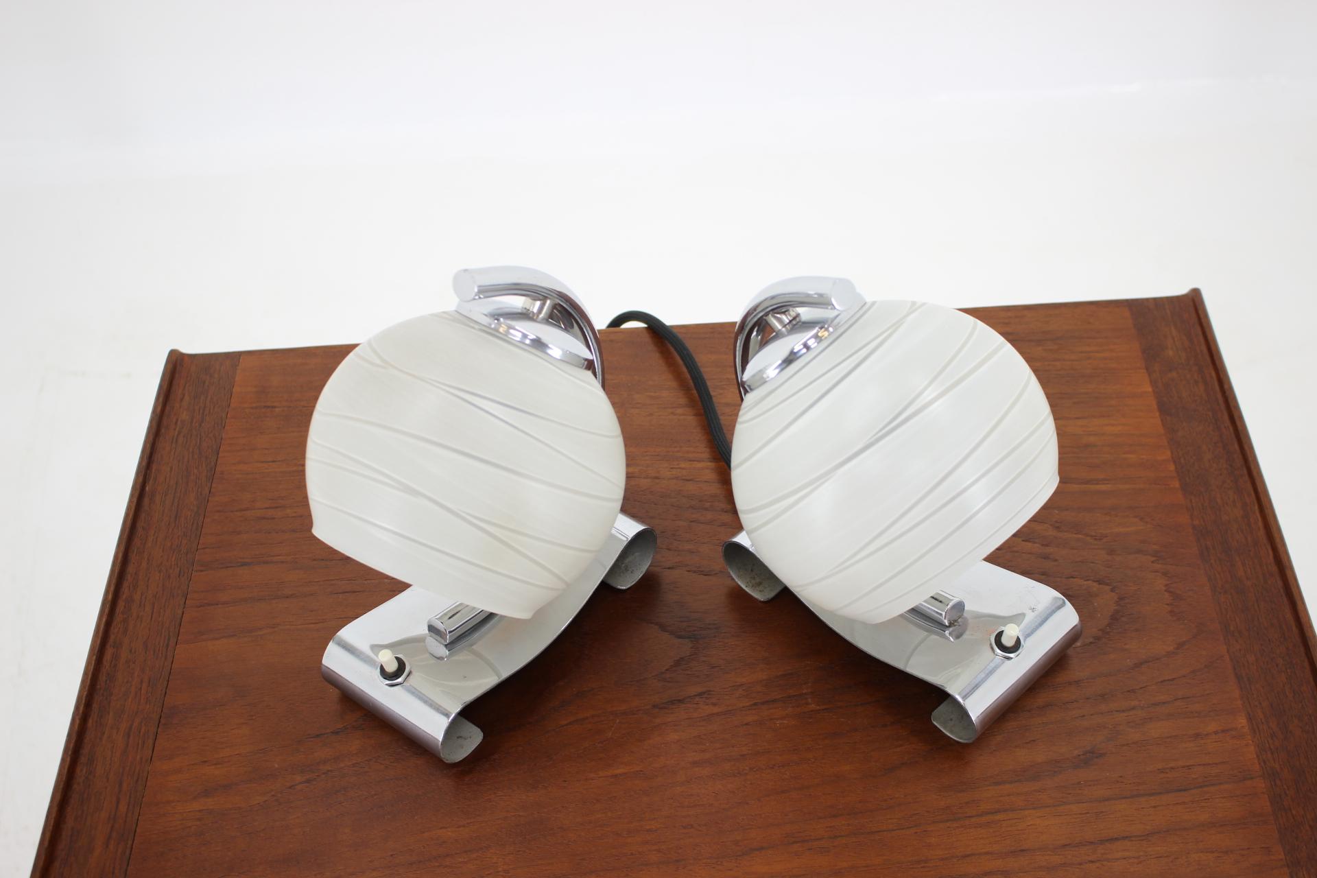 Metal Set of Two Art Deco Table Lamps, Napako-15, Type 1188 For Sale