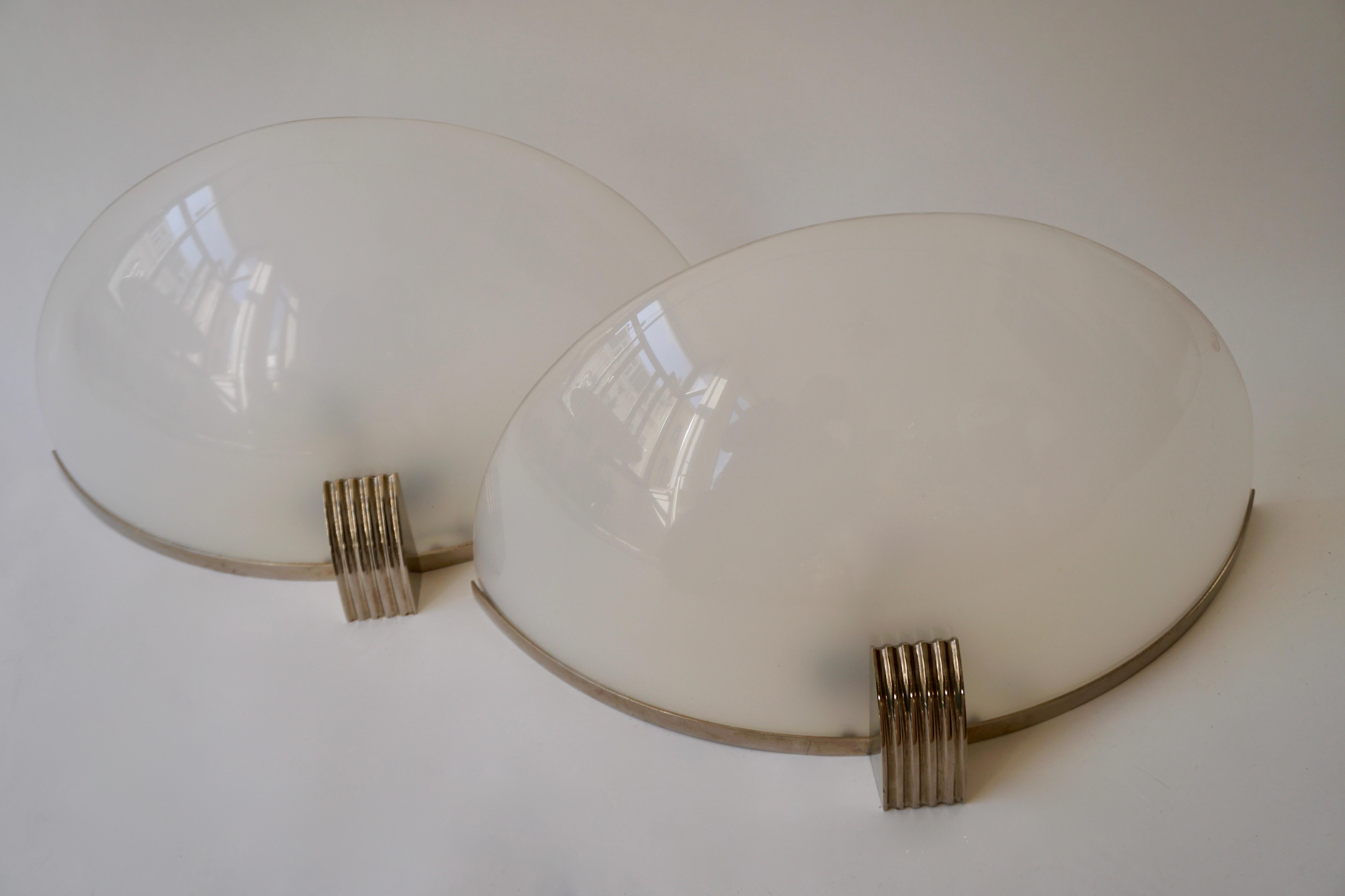 Metal Set of Two Art Deco Wall Lamps or Sconces