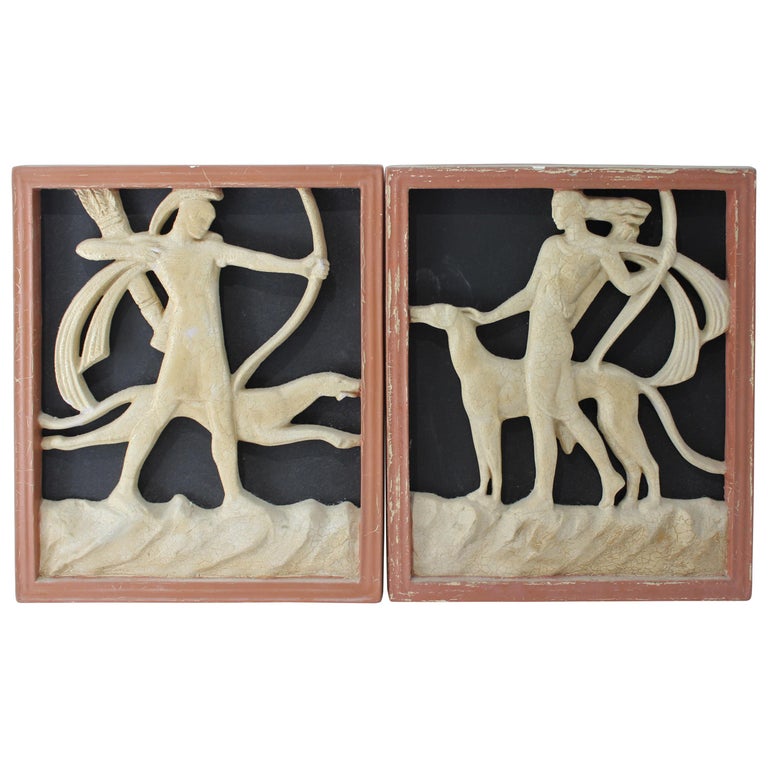 Set of Two Art Deco Wall Plaques at 1stDibs decowall