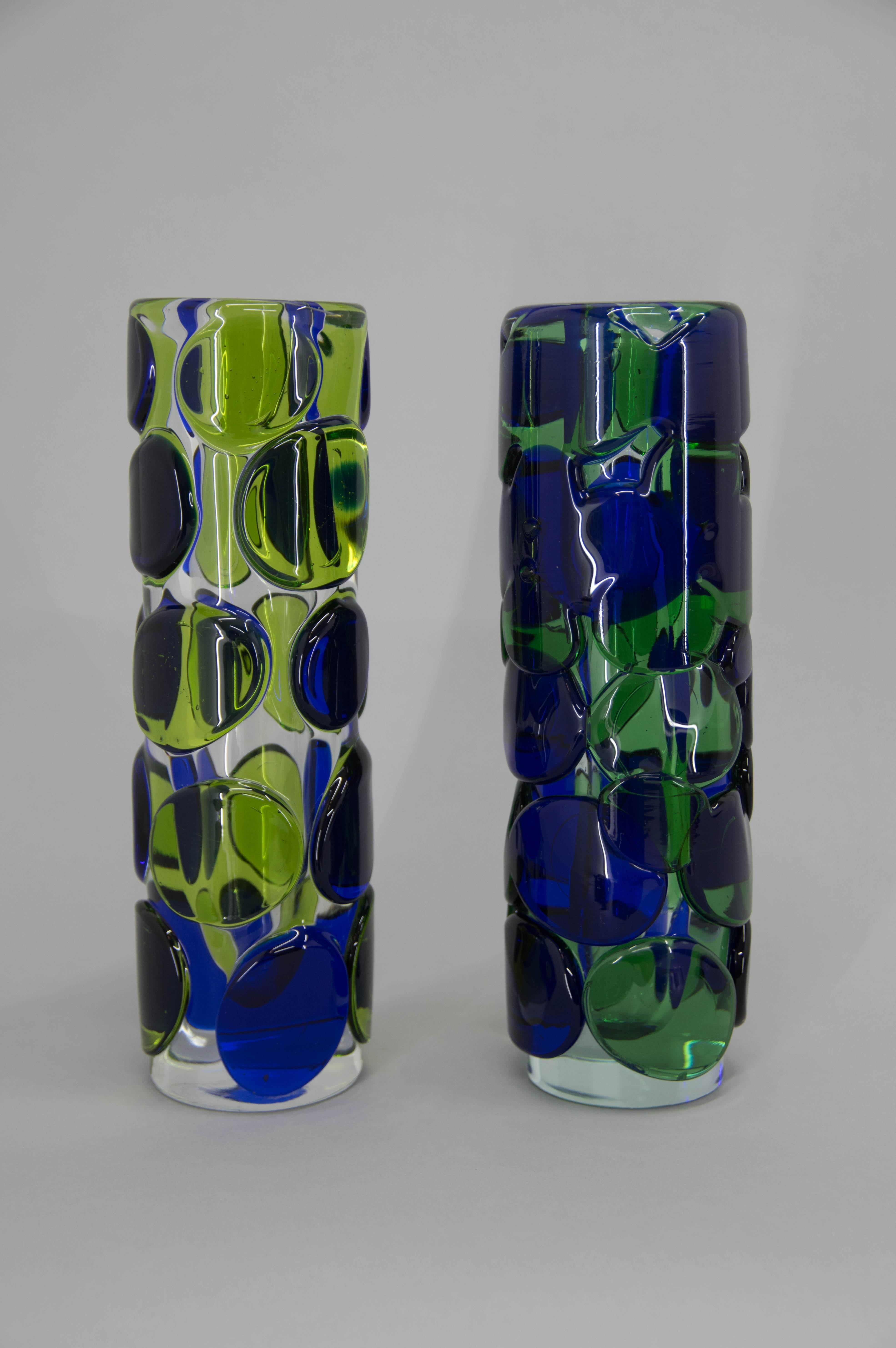 Set of Two Art Glass Vases by Jaroslav Svoboda, circa 1980 7