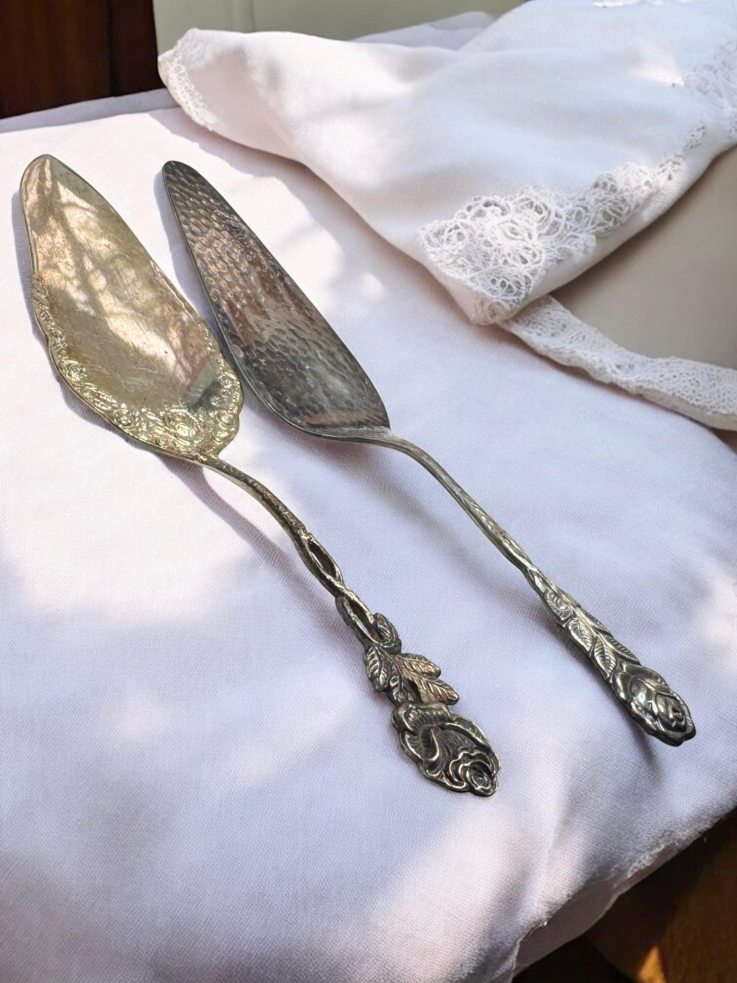 Set di due posate in argento Hildesheim Rose Art Nouveau, paletta per dolci, tedesco in vendita 5